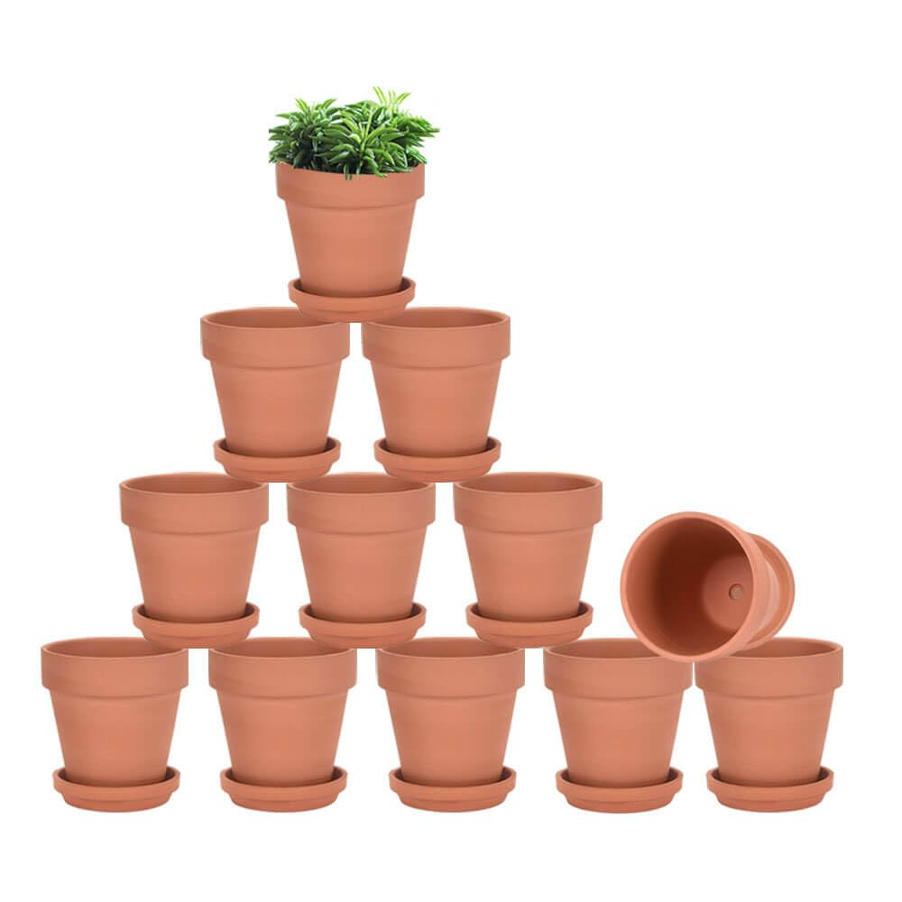 Vensovo Vasi in Terracotta con Piattino - Set da 12
