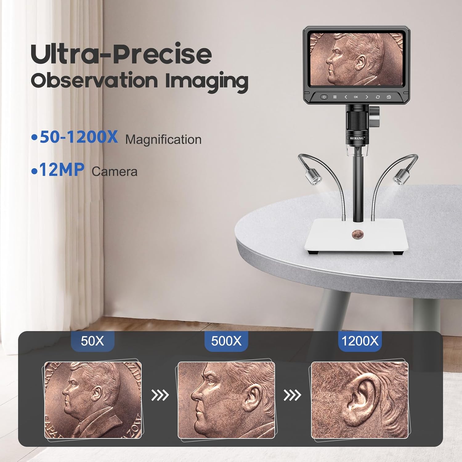 Bebang Microscopio Digitale 7” 1200x 12MP - immagine 4