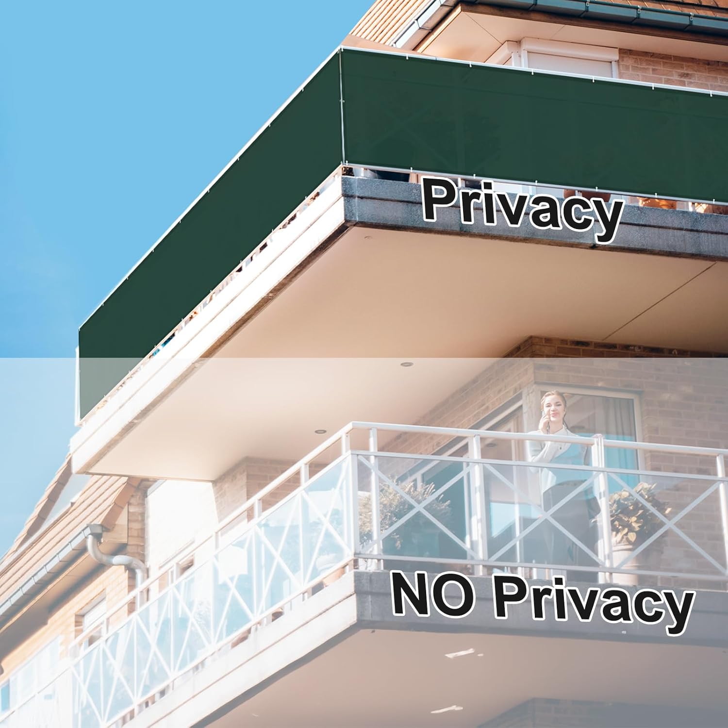 Sunnylaxx Frangivista Balcone 150x600 cm, Verde Scuro - immagine 3