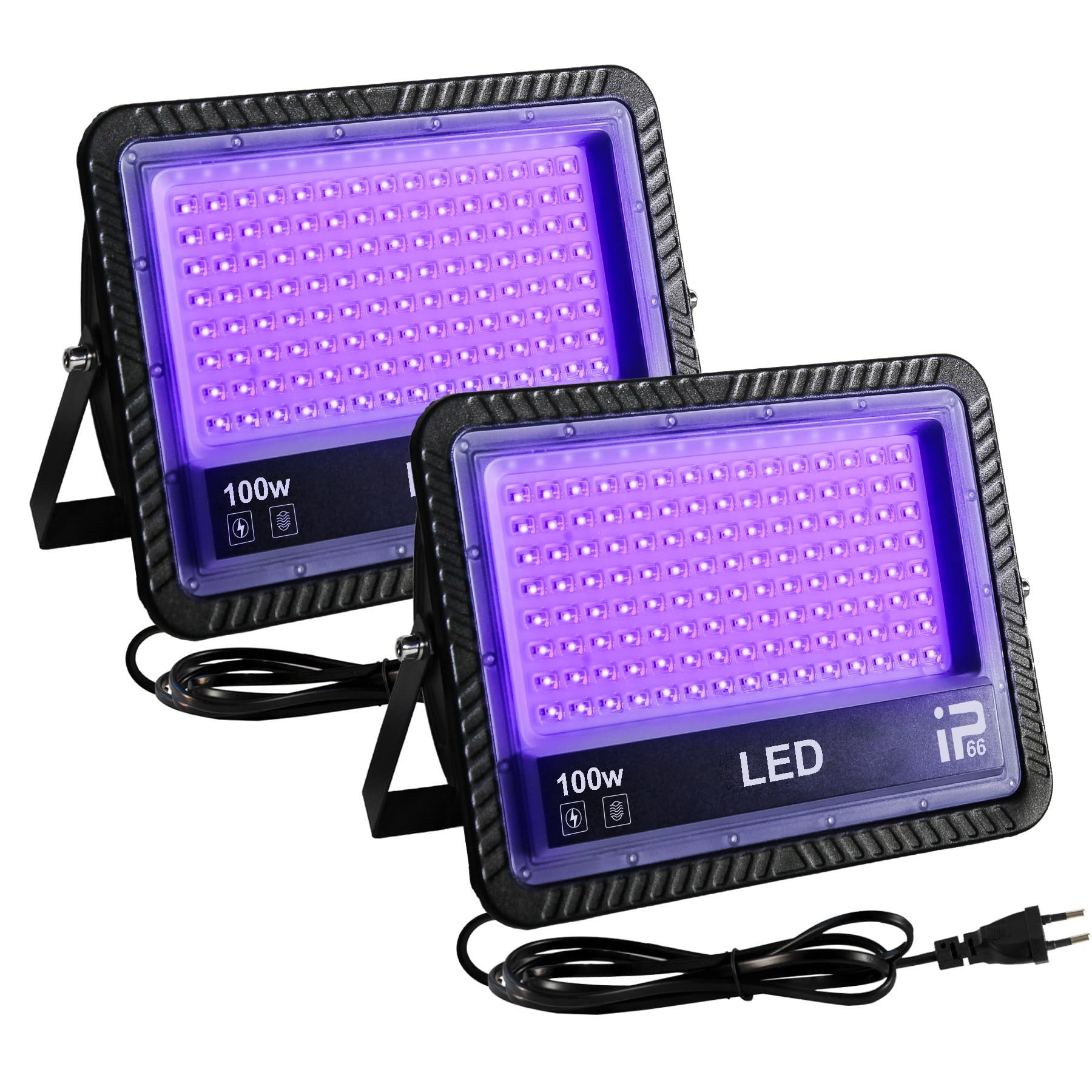 Ouside 2 Pezzi Luce Nera UV LED 100W Impermeabile IP66