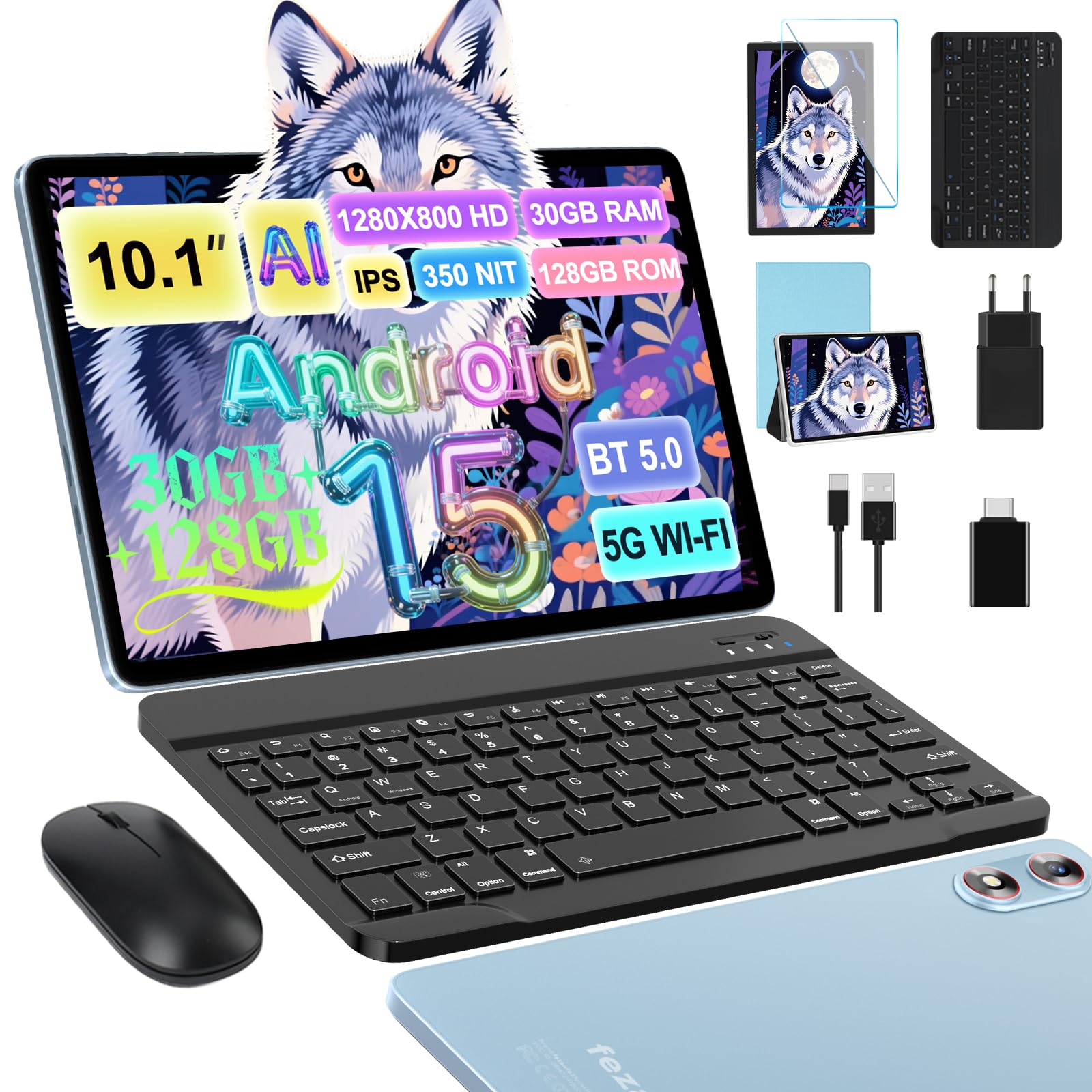 Tablet 10 pollici Android 15 con 30GB RAM + 128GB ROM