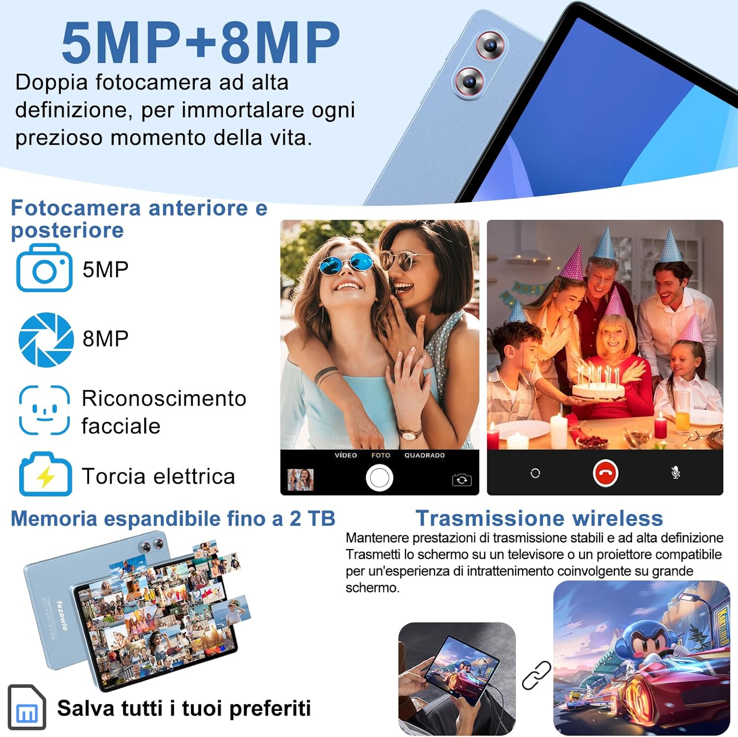 Tablet 10 pollici Android 15 con 30GB RAM + 128GB ROM - immagine 5