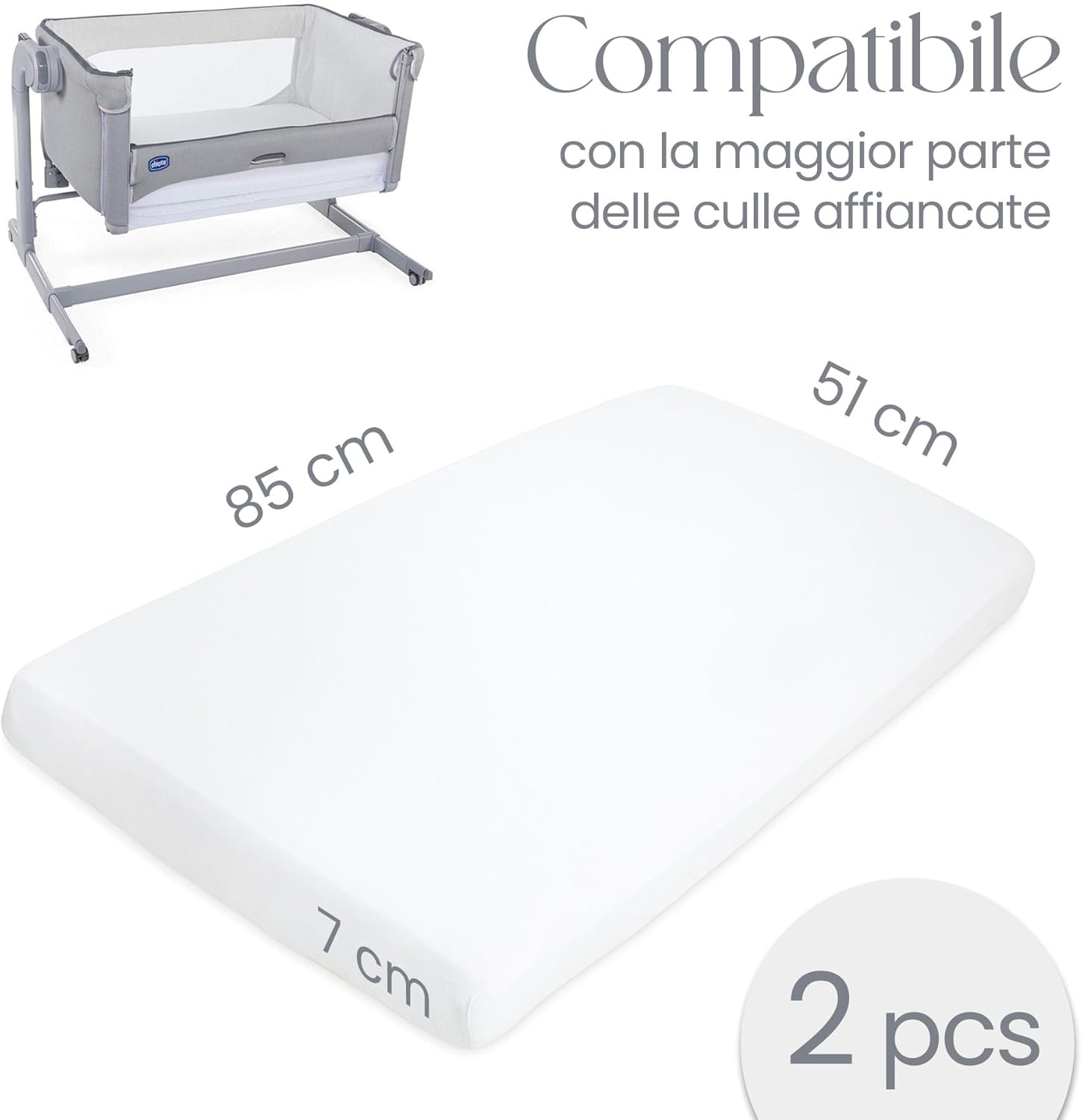 Lenzuola Next To Me 51x85 - 2 Pezzi Bianco - immagine 4