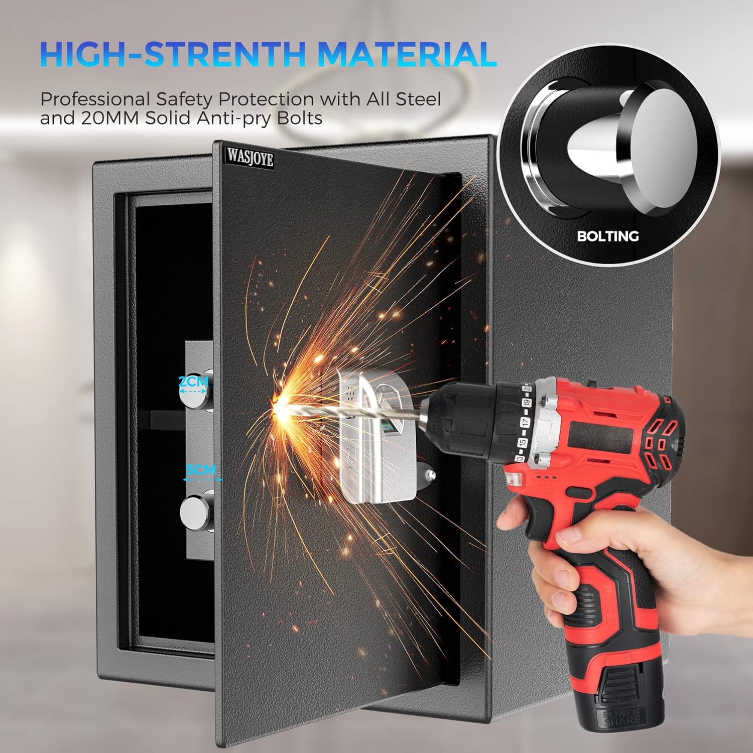 Wasjoye Cassaforte Biometrica 38.08L - immagine 6