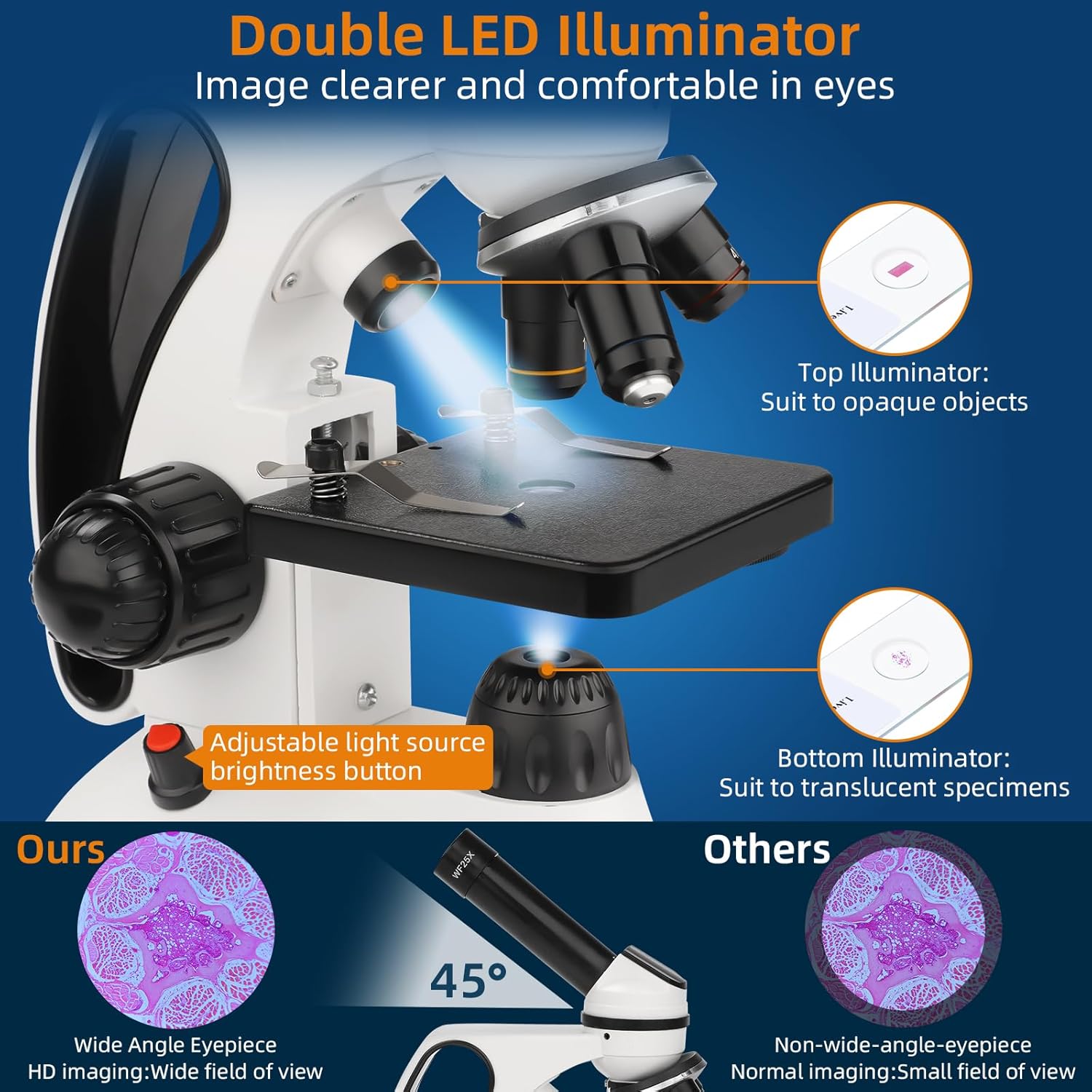 Microscopio Professionale 40X-2000X Doppia Illuminazione LED - immagine 5