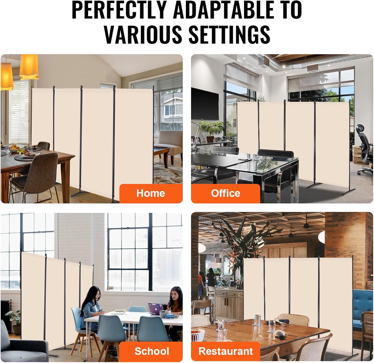 Vevor Divisorio per Ambienti a 4 Pannelli, Beige - immagine 8