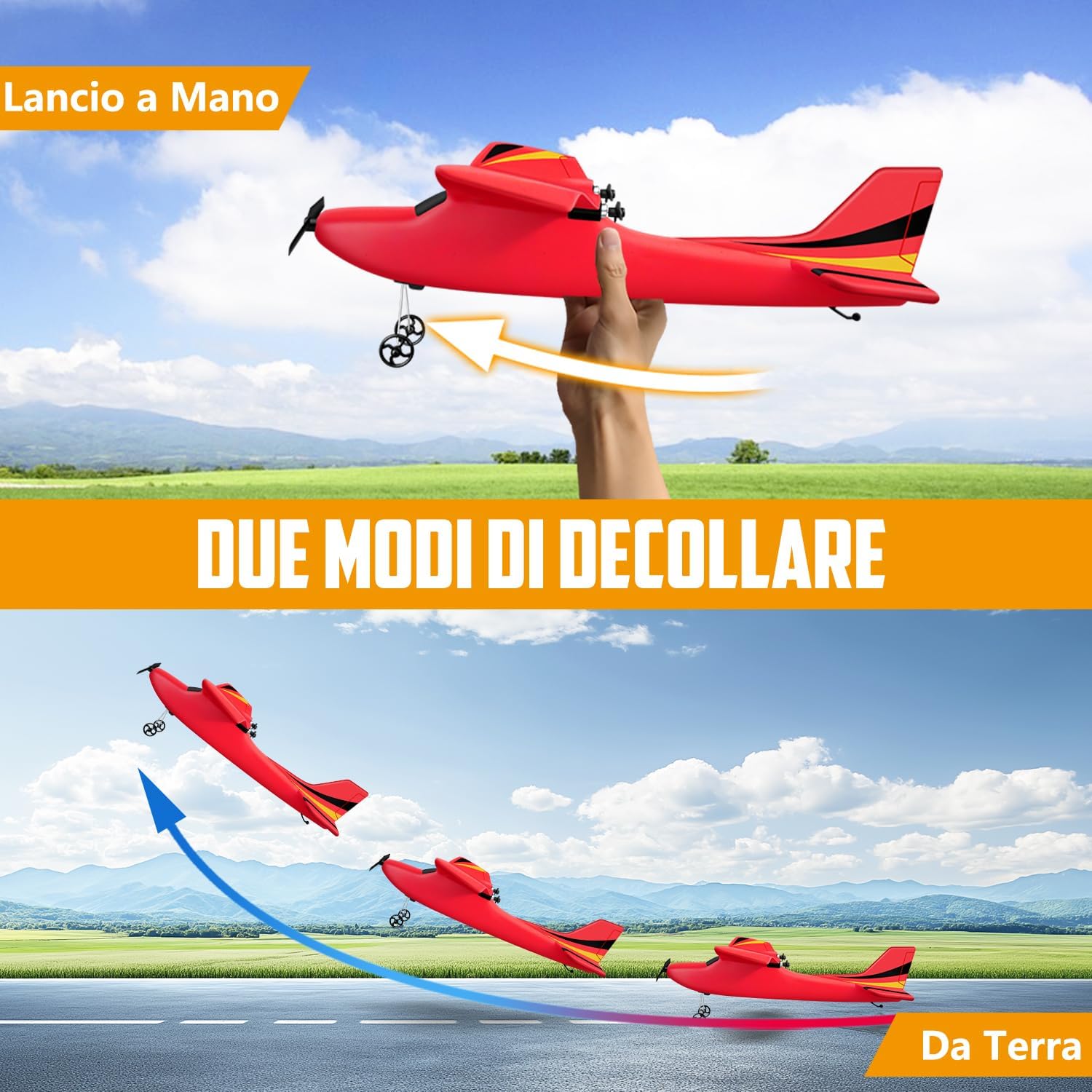 HAWK'S WORK Aereo RC 2 Canali - Aliante Pronto a Volare, Blu - immagine 3