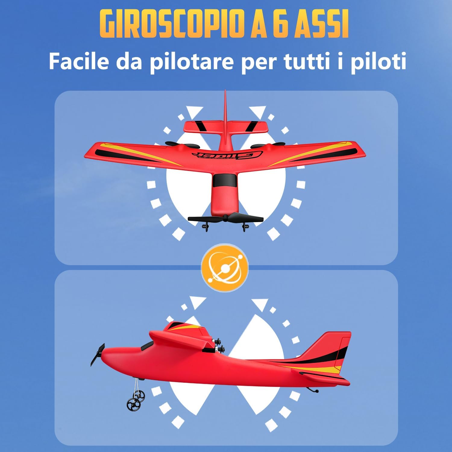 HAWK'S WORK Aereo RC 2 Canali - Aliante Pronto a Volare, Blu - immagine 4