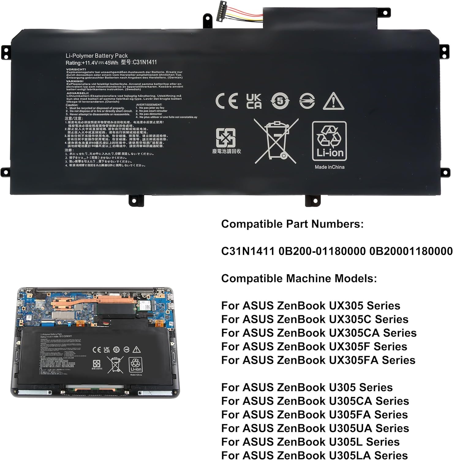 Blesys C31N1411 Batteria per ASUS Zenbook UX305 - immagine 4