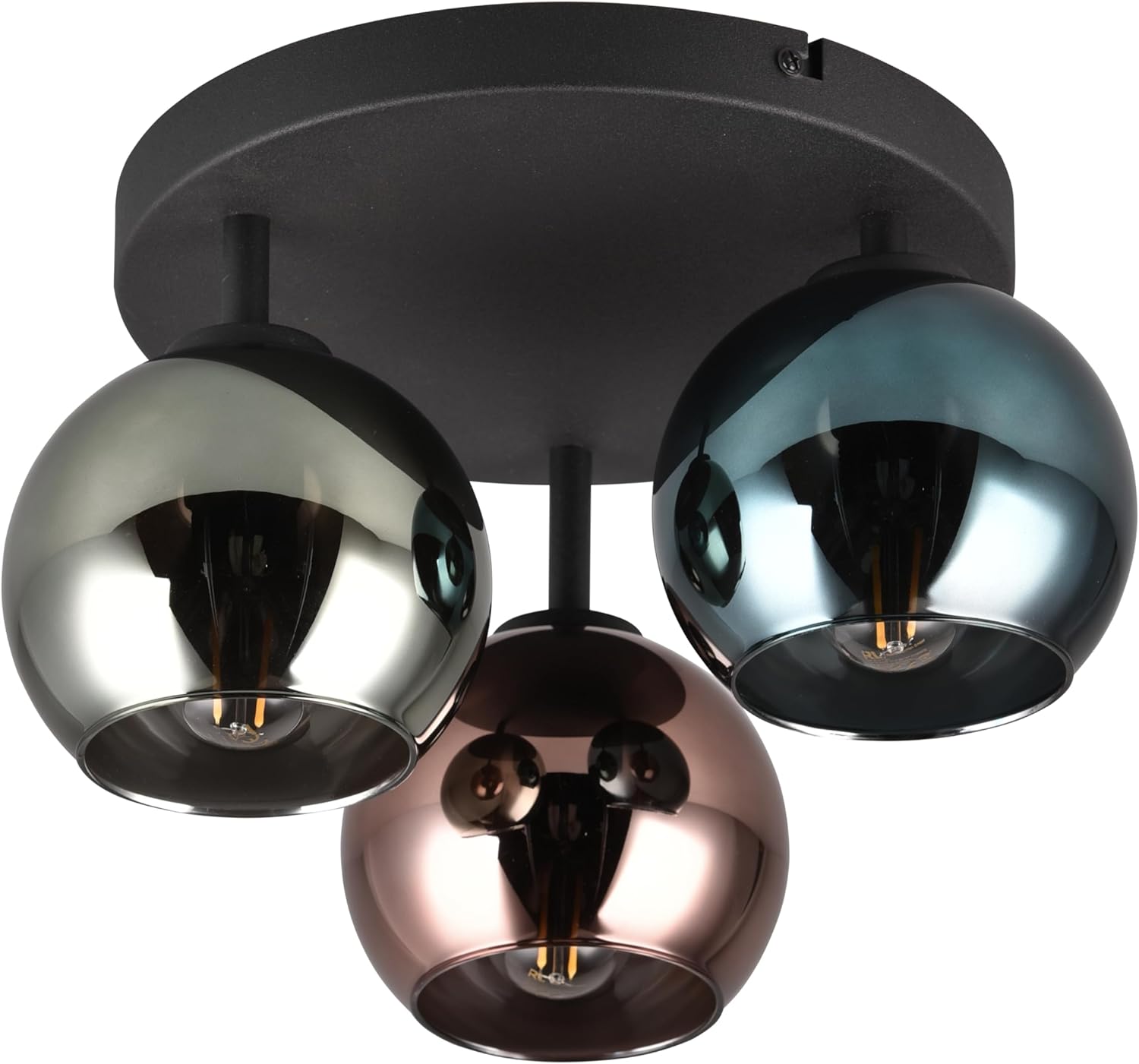 Reality Sheldon R61303017, metallo nero opaco, vetro blu/verde/rame, tranne 3 x E14