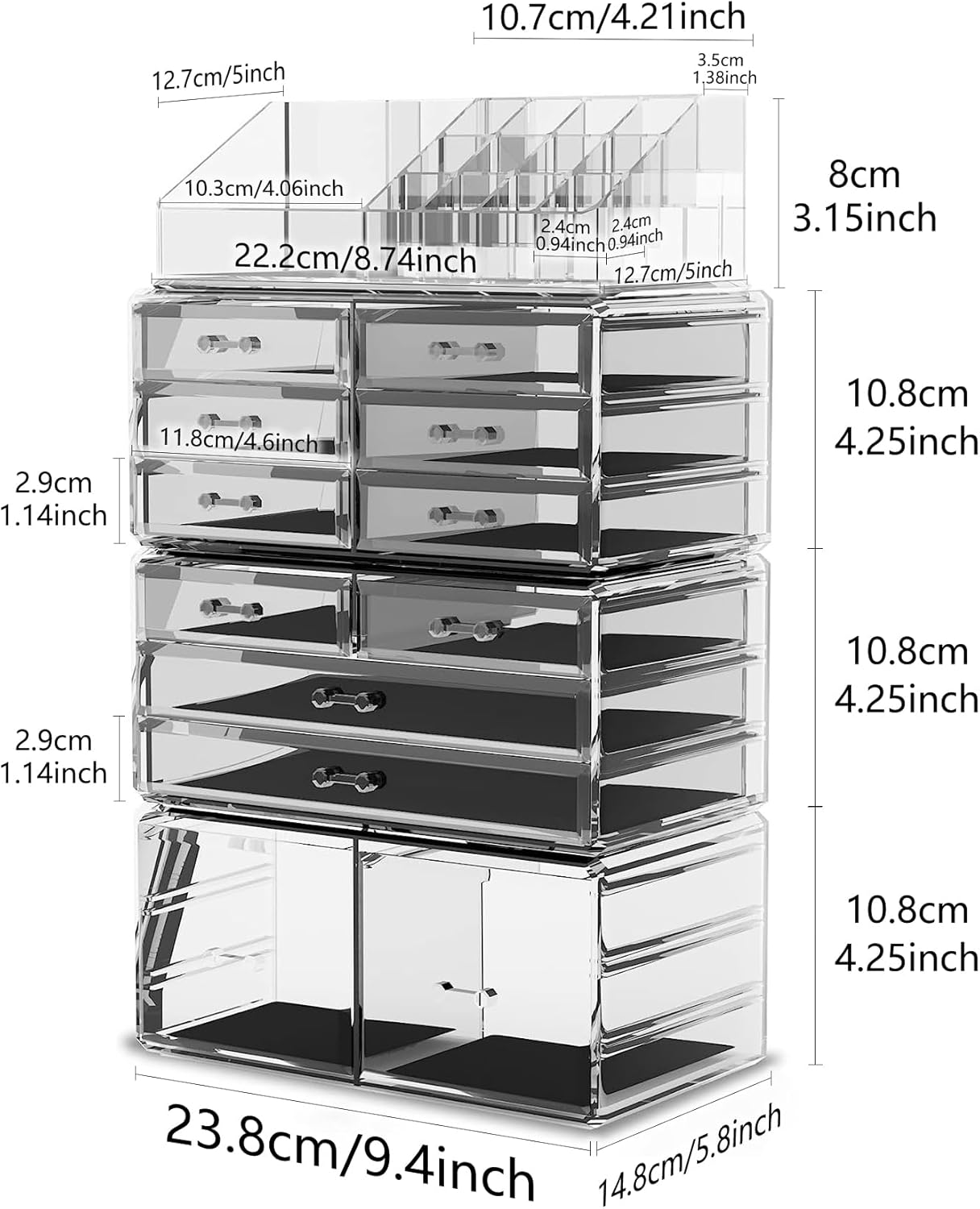 Readaeer Porta Trucchi Organizer 4 Piani Impilabili - immagine 3