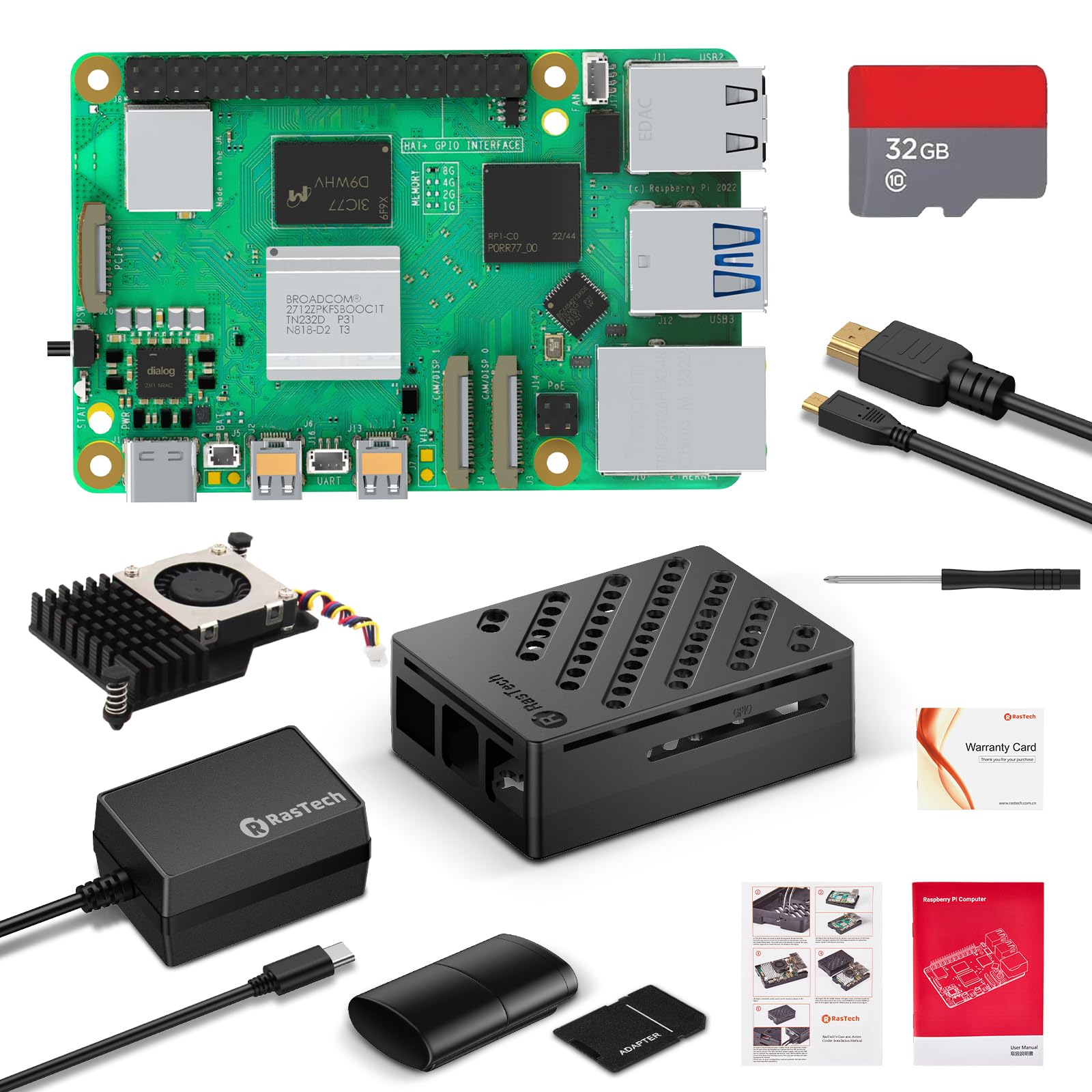RasTech Raspberry Pi 5 8GB Starter Kit con 32GB Carta