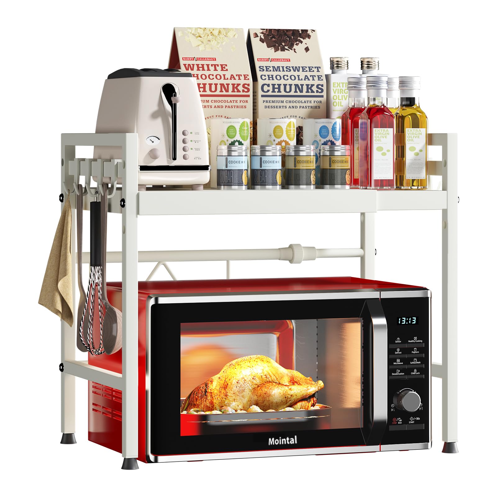 Scaffale Estensibile per Microonde 2 Livelli, Bianco