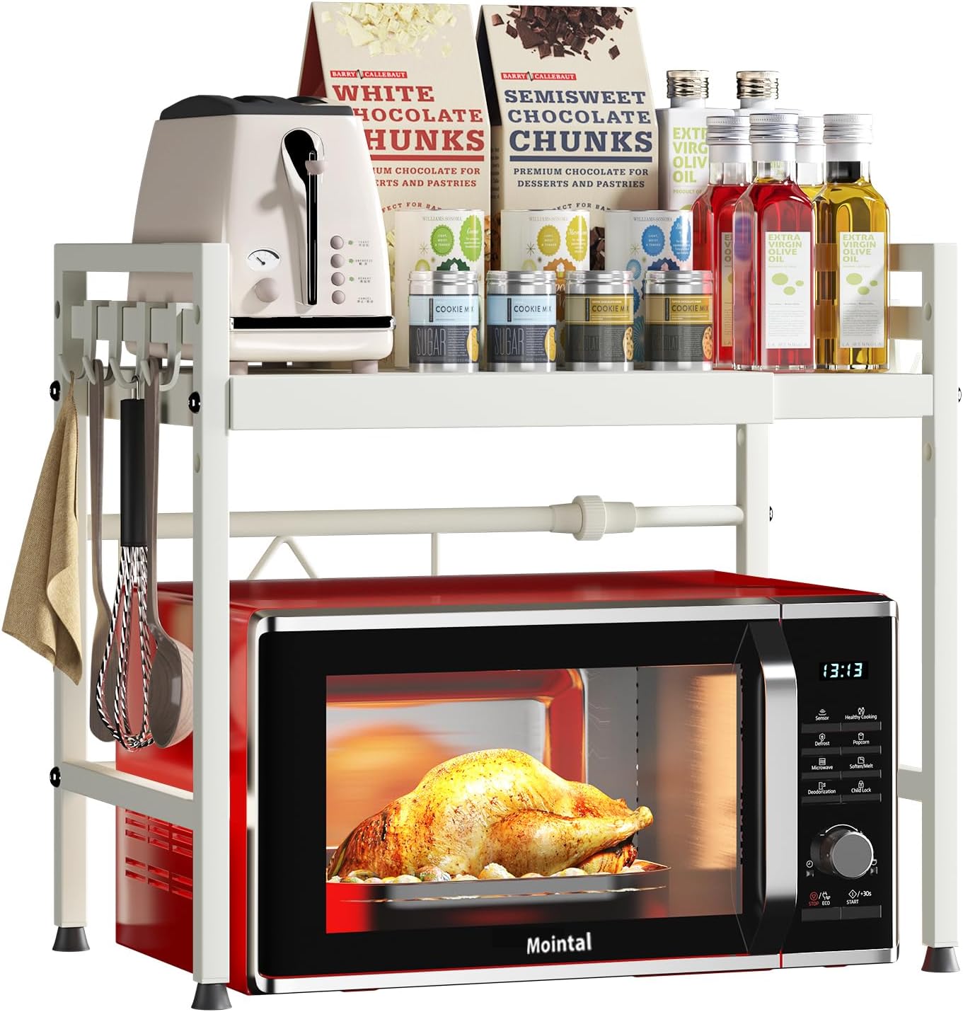 Scaffale Estensibile per Microonde 2 Livelli, Bianco - immagine 1