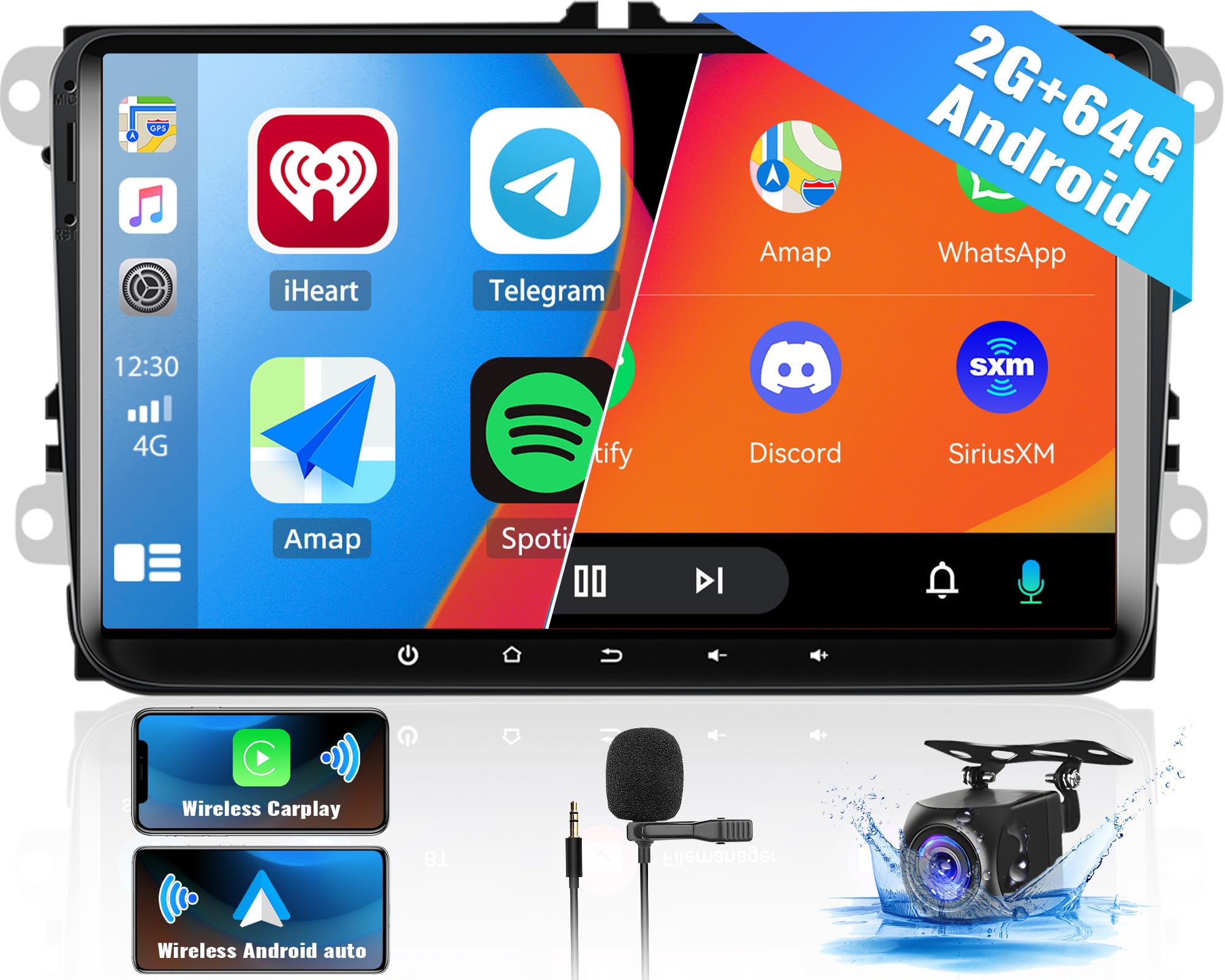 Camecho Autoradio Android 13 9" per VW Passat B6 B7 Golf