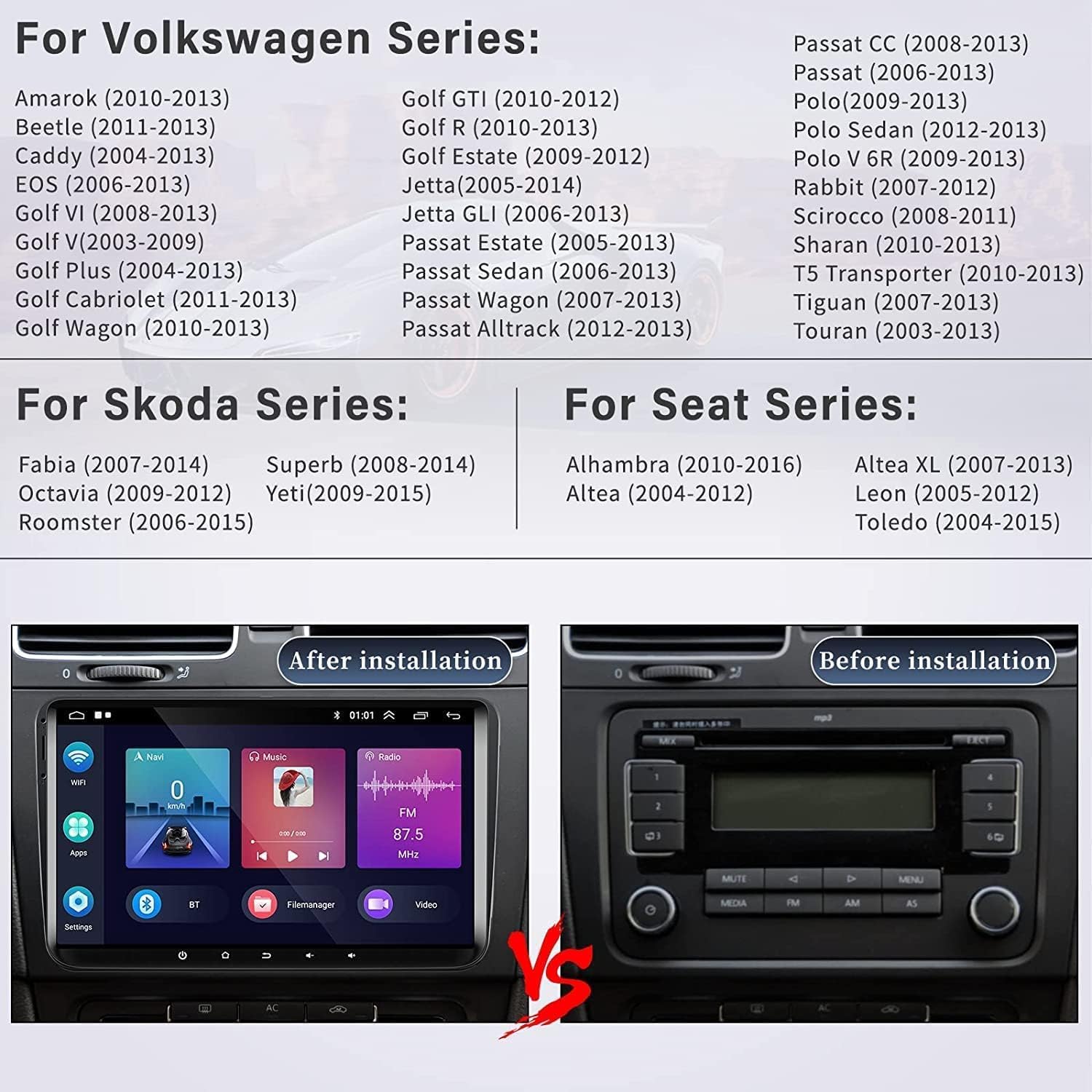 Camecho Autoradio Android 13 9" per VW Passat B6 B7 Golf - immagine 2