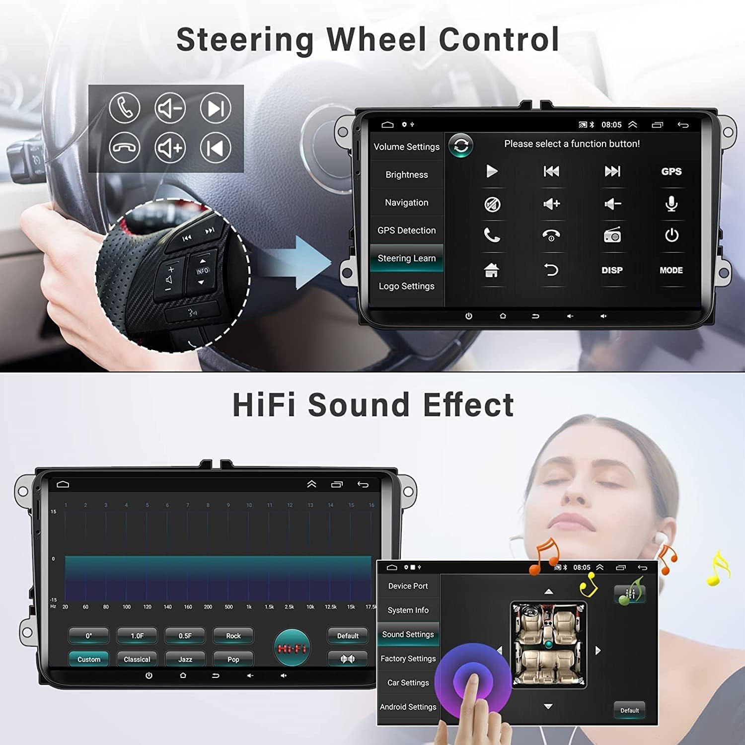 Camecho Autoradio Android 13 9" per VW Passat B6 B7 Golf - immagine 5