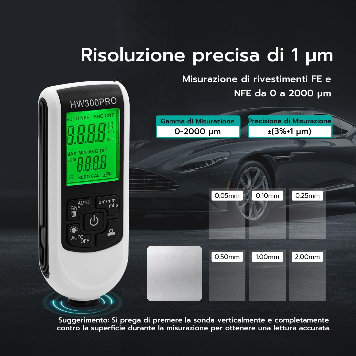 Mcbazel Spessimetro Vernice Digitale 0-2000 um - immagine 3