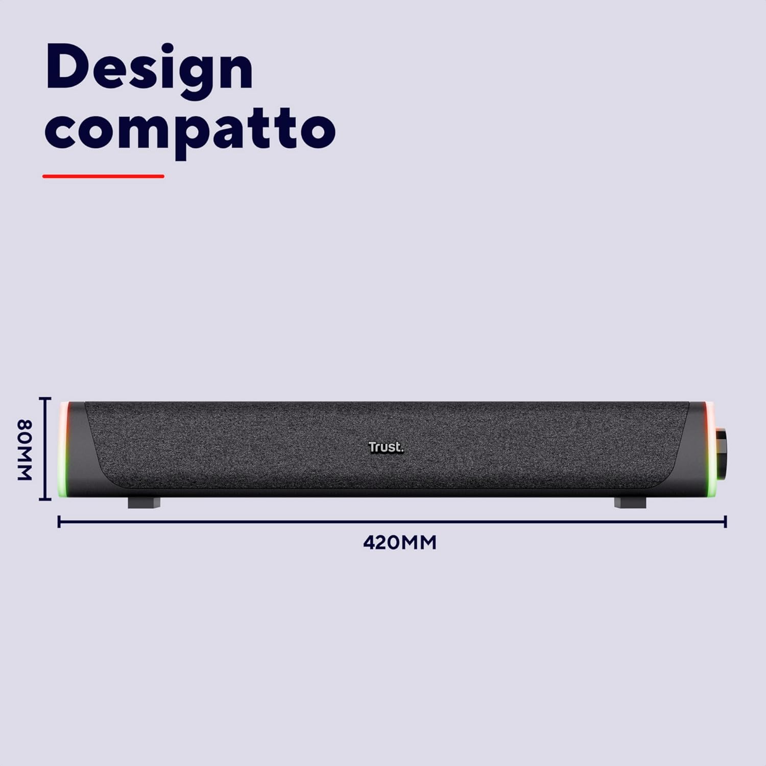 Trust Liro Soundbar PC 12W con LED RGB, Nero - immagine 4