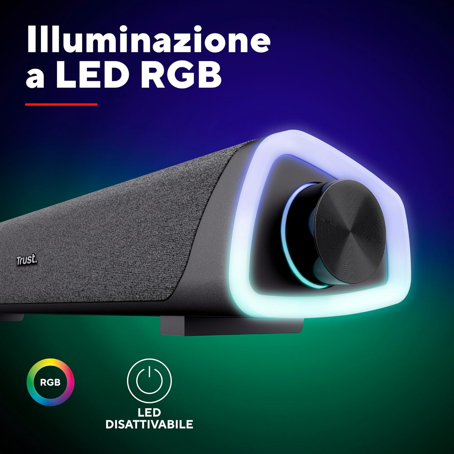 Trust Liro Soundbar PC 12W con LED RGB, Nero - immagine 5