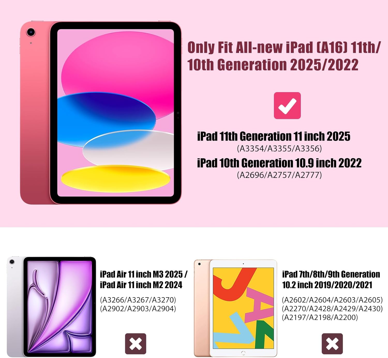 Timovo Cover per iPad 11" (2025)/10.9" (2022), Rosa - immagine 2