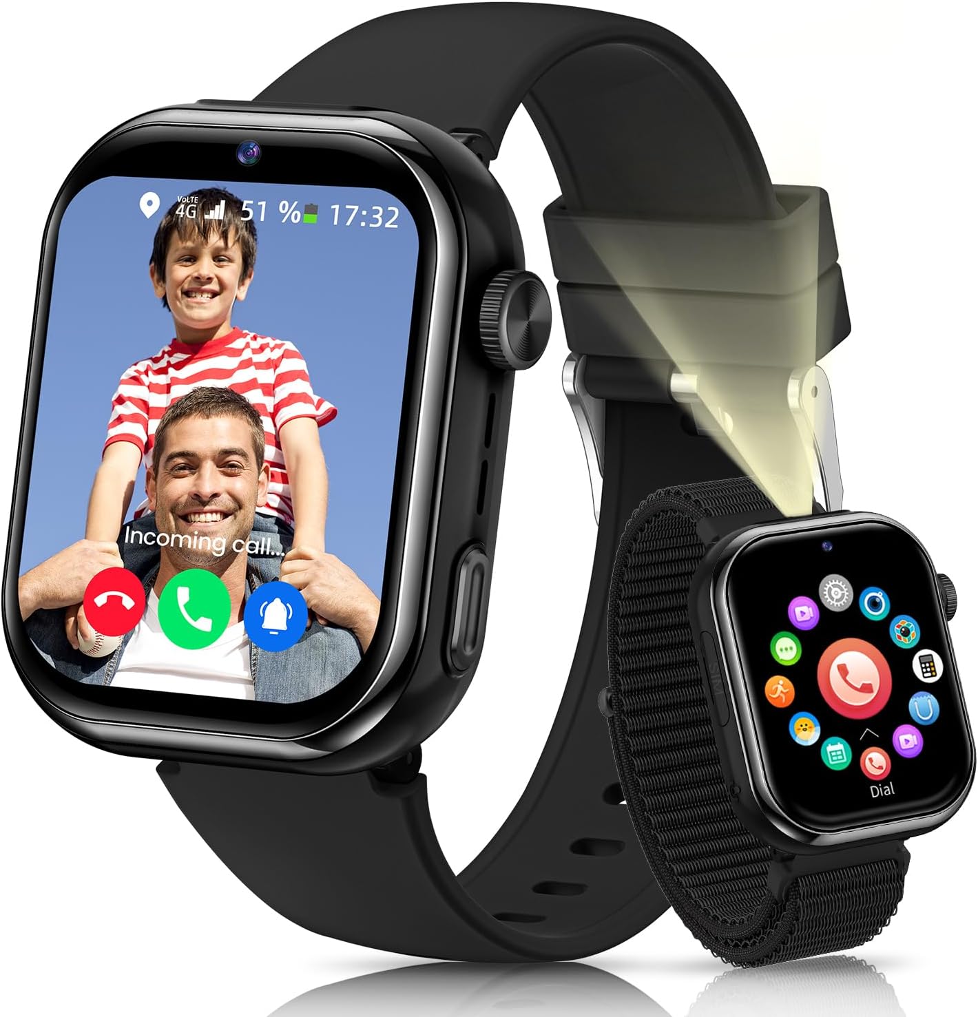 RUXINGX 4G Smartwatch Bambini con GPS, Nero - immagine 1