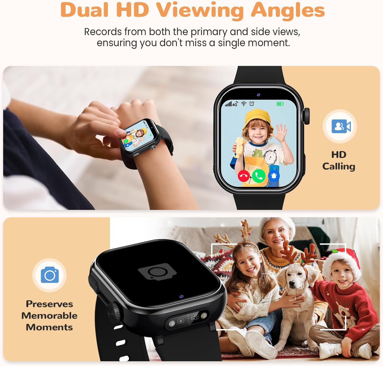 RUXINGX 4G Smartwatch Bambini con GPS, Nero - immagine 3