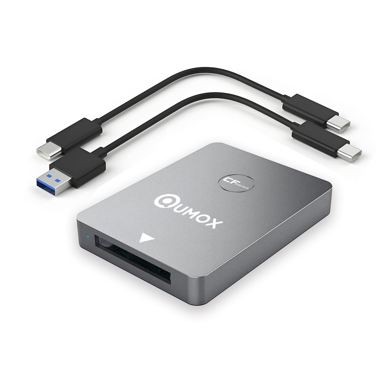 QUMOX Lettore di schede CFexpress tipo B con USB 3.1 (Gen 2) 10 Gbps, adattatore CFexpress USB-C tipo B, compatibile con iPhone 16/15, laptop, tablet, smartphone, Windows/Mac/Linux/Android
