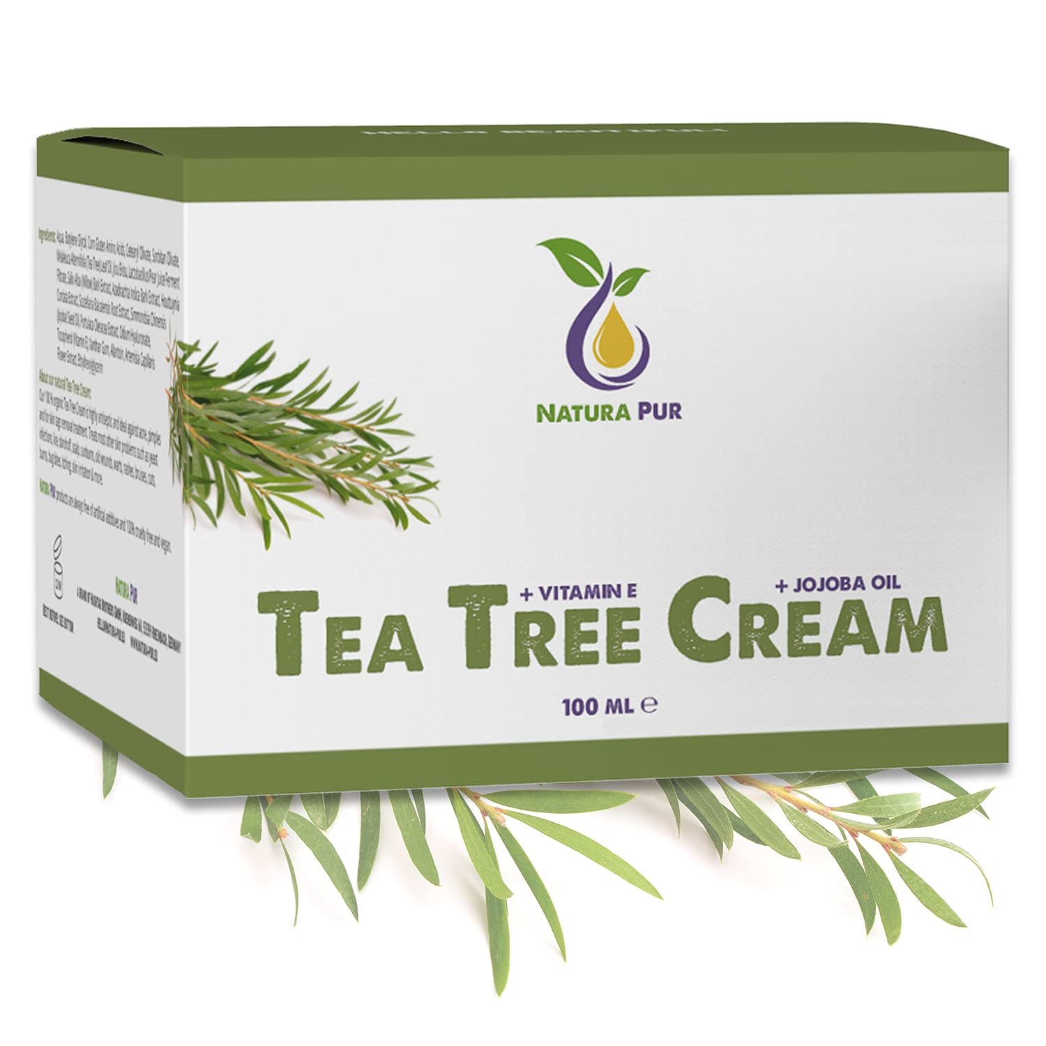Crema Tea Tree 100ml, vegan - per l'uso sulla pelle con imperfezioni ...