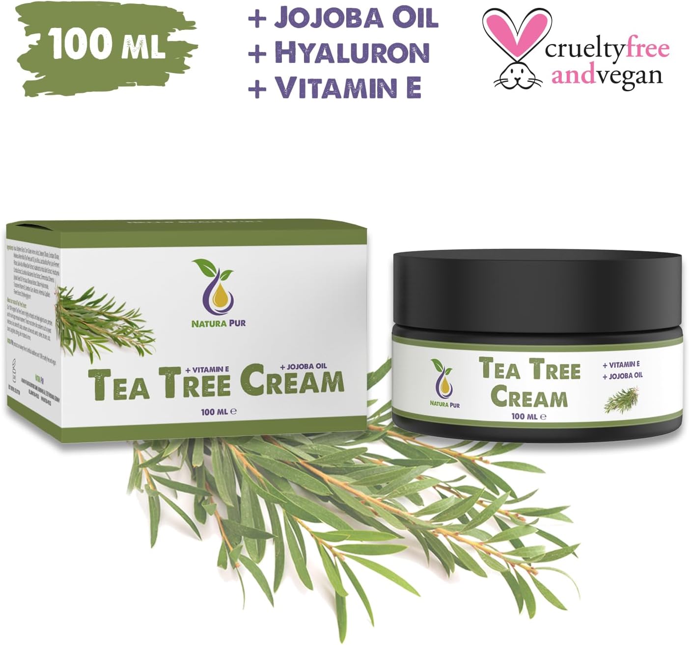 Crema Tea Tree 100ml, vegan - per l'uso sulla pelle con imperfezioni ...