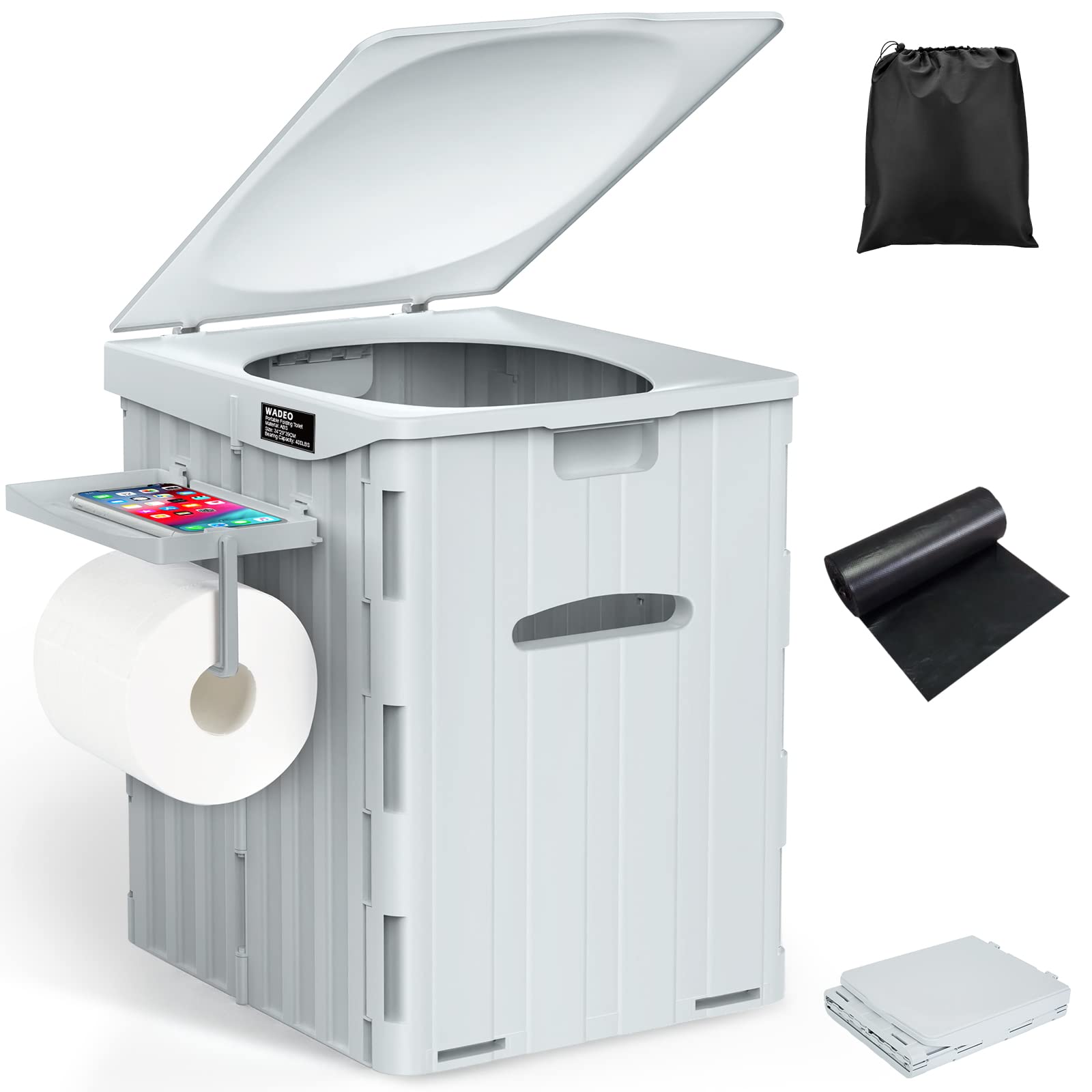 Wadeo WC Portatile Extra-Large, Grigio