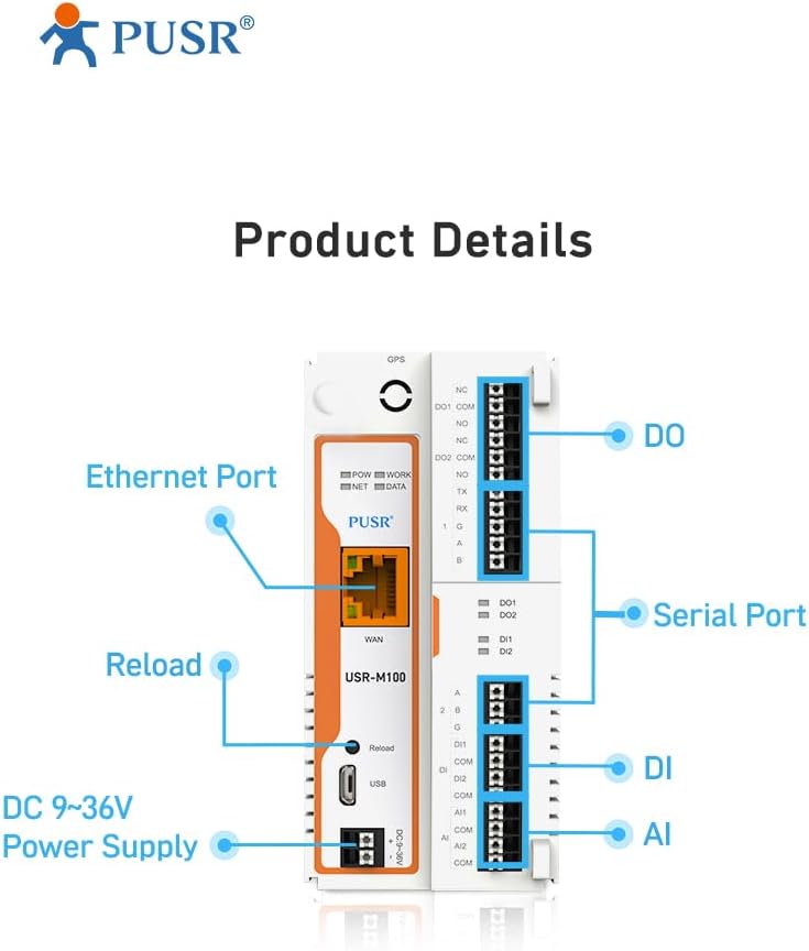 PUSR Industriale Remoto IO Edge Computing Ethernet IOT Gateway - immagine 2