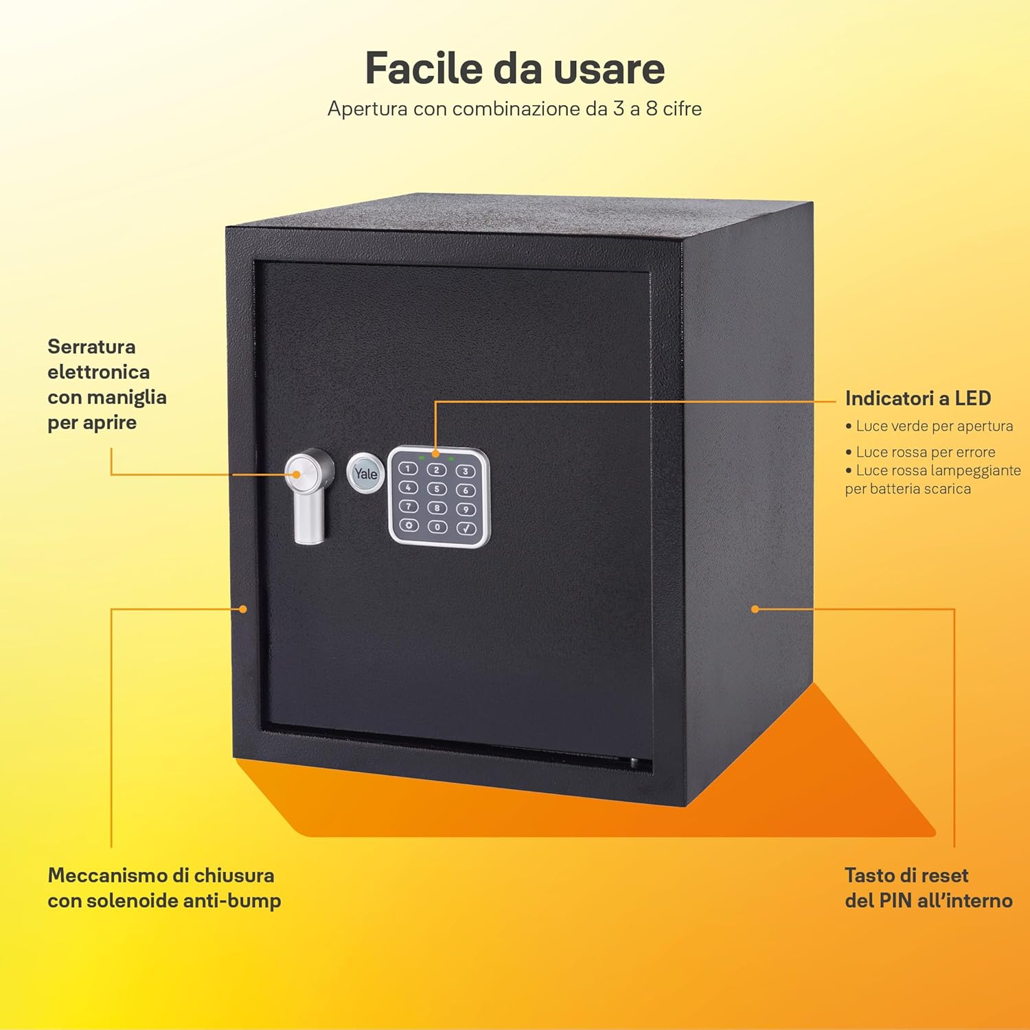 Yale Cassaforte da Mobile Serie Value Grande, Nero - immagine 2