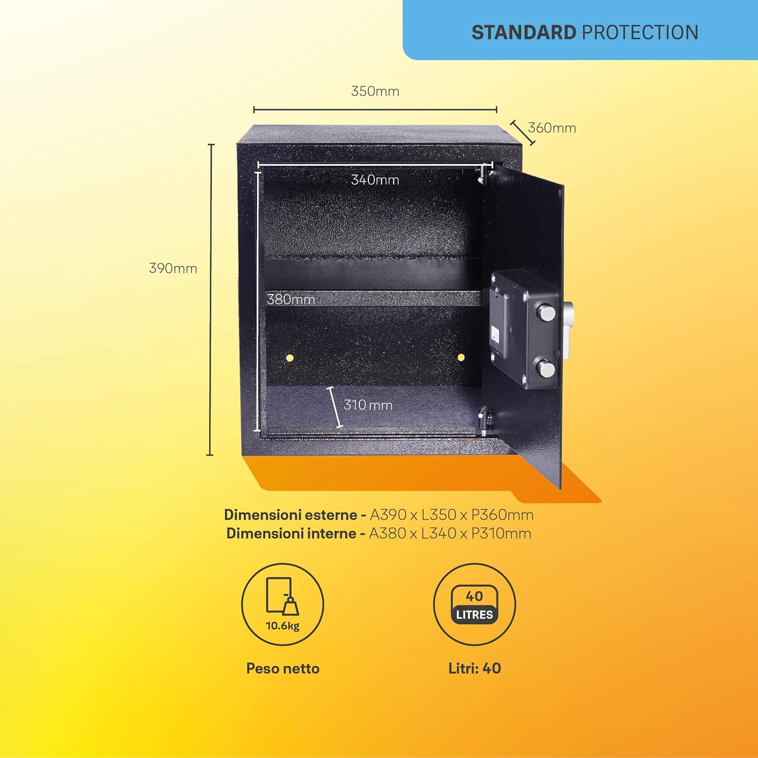 Yale Cassaforte da Mobile Serie Value Grande, Nero - immagine 5