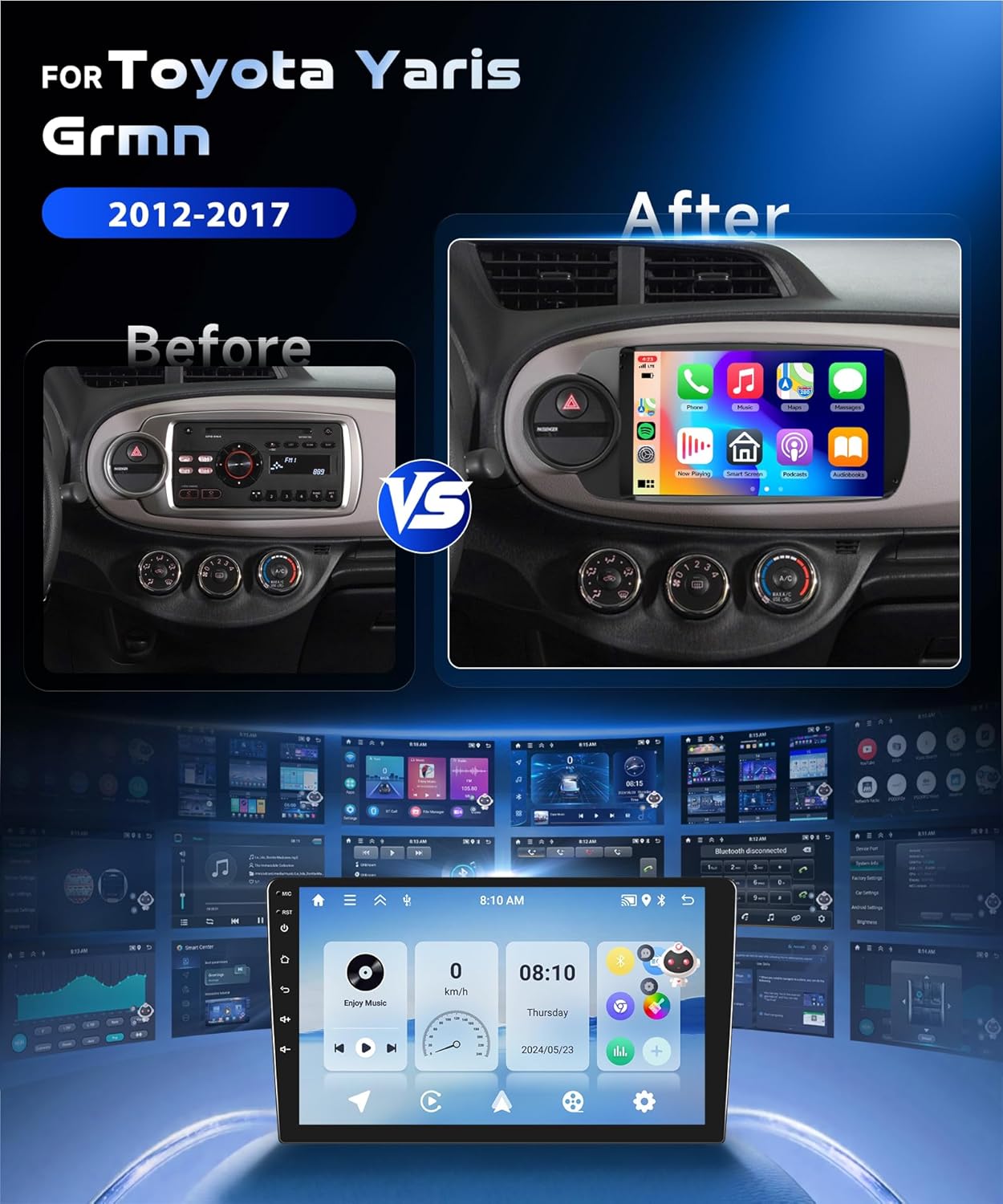 Autoradio 9" per Toyota Yaris 2012-2017 con Carplay - immagine 2