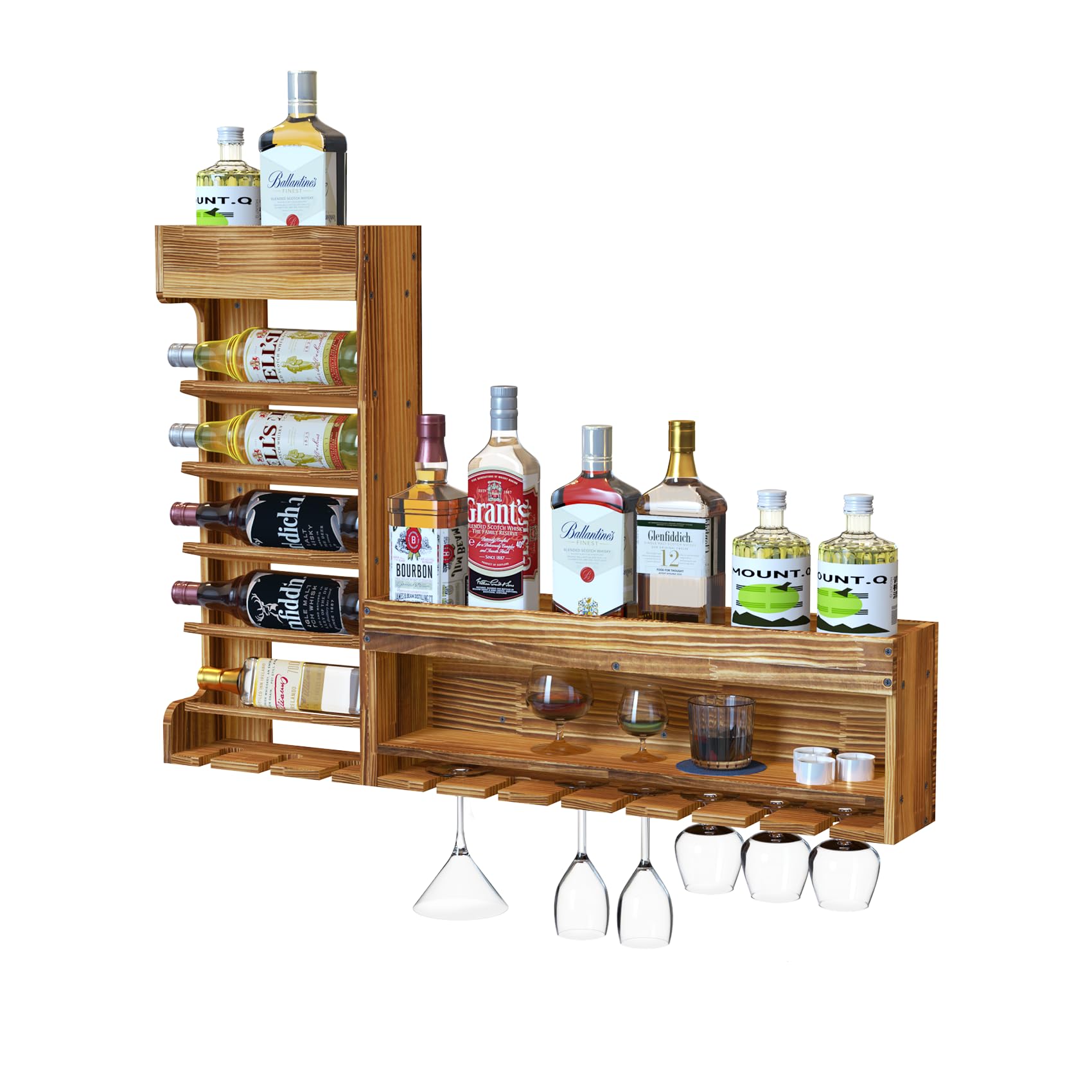 Myoyay Scaffale da Parete in Legno Fiammato Vintage