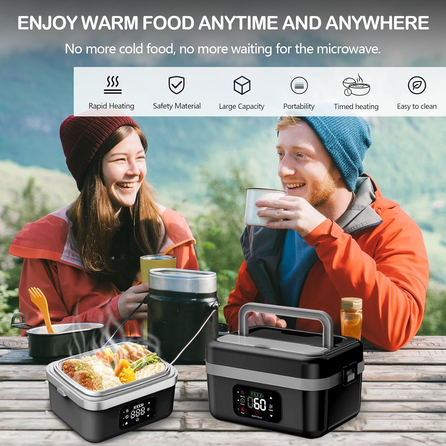 Lunch Box Elettrico Portatile Riscaldabile con Timer - immagine 2