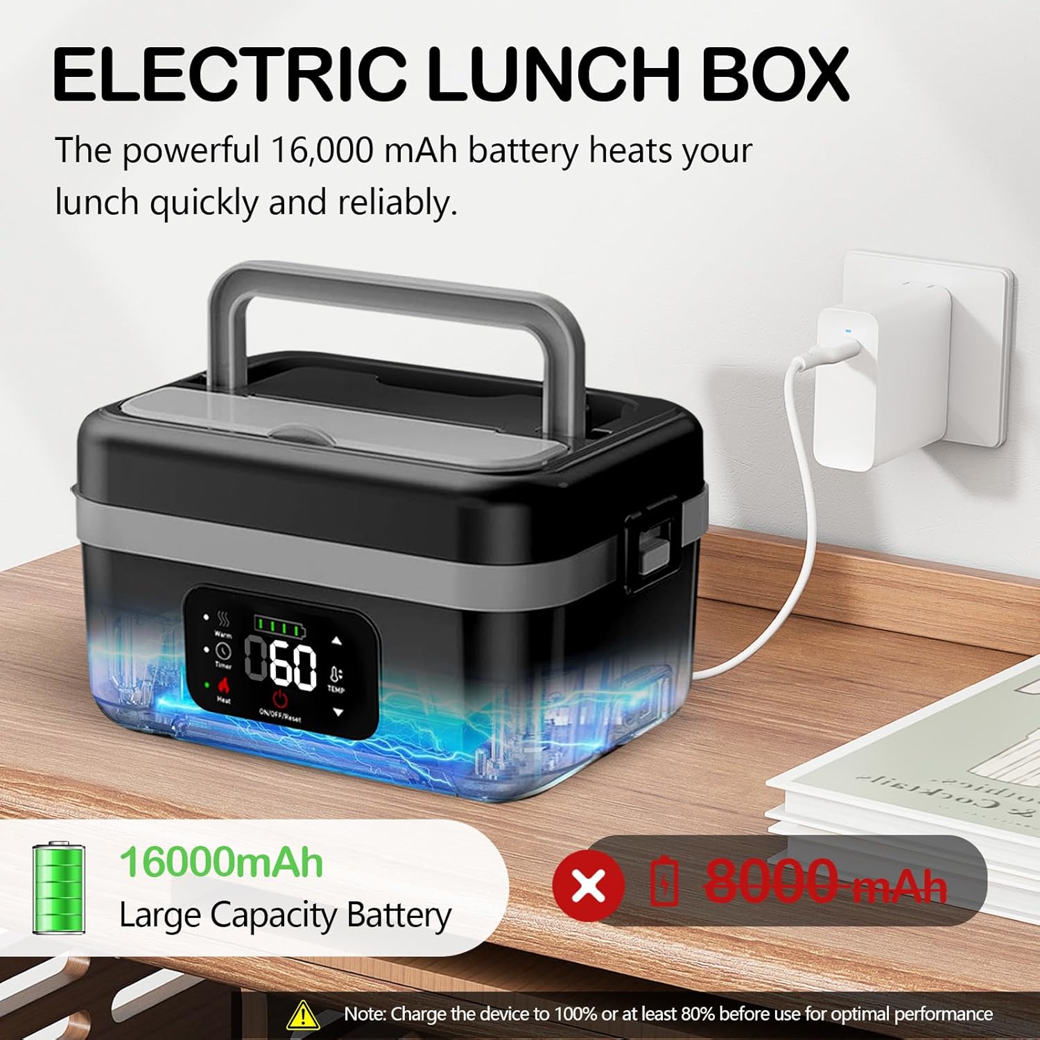 Lunch Box Elettrico Portatile Riscaldabile con Timer - immagine 3