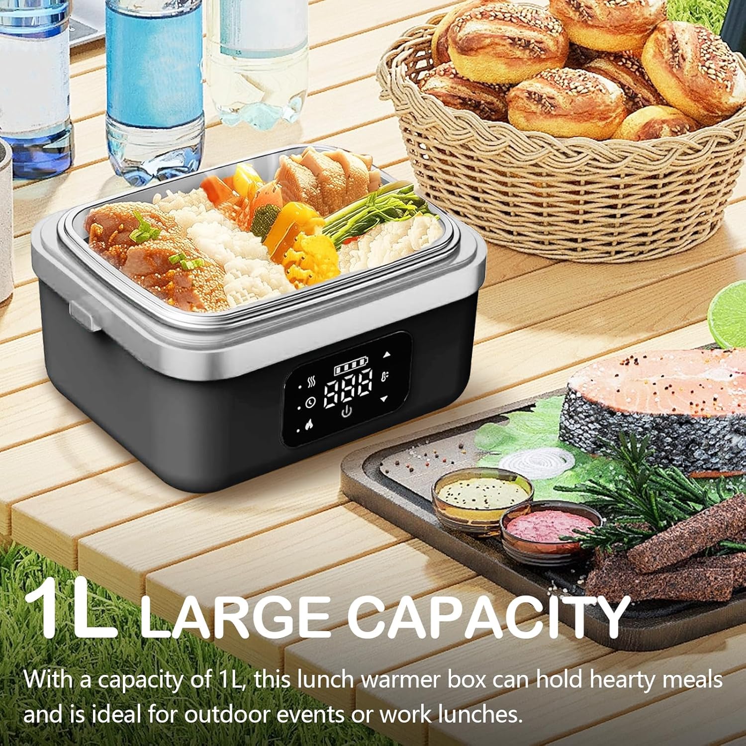 Lunch Box Elettrico Portatile Riscaldabile con Timer - immagine 4