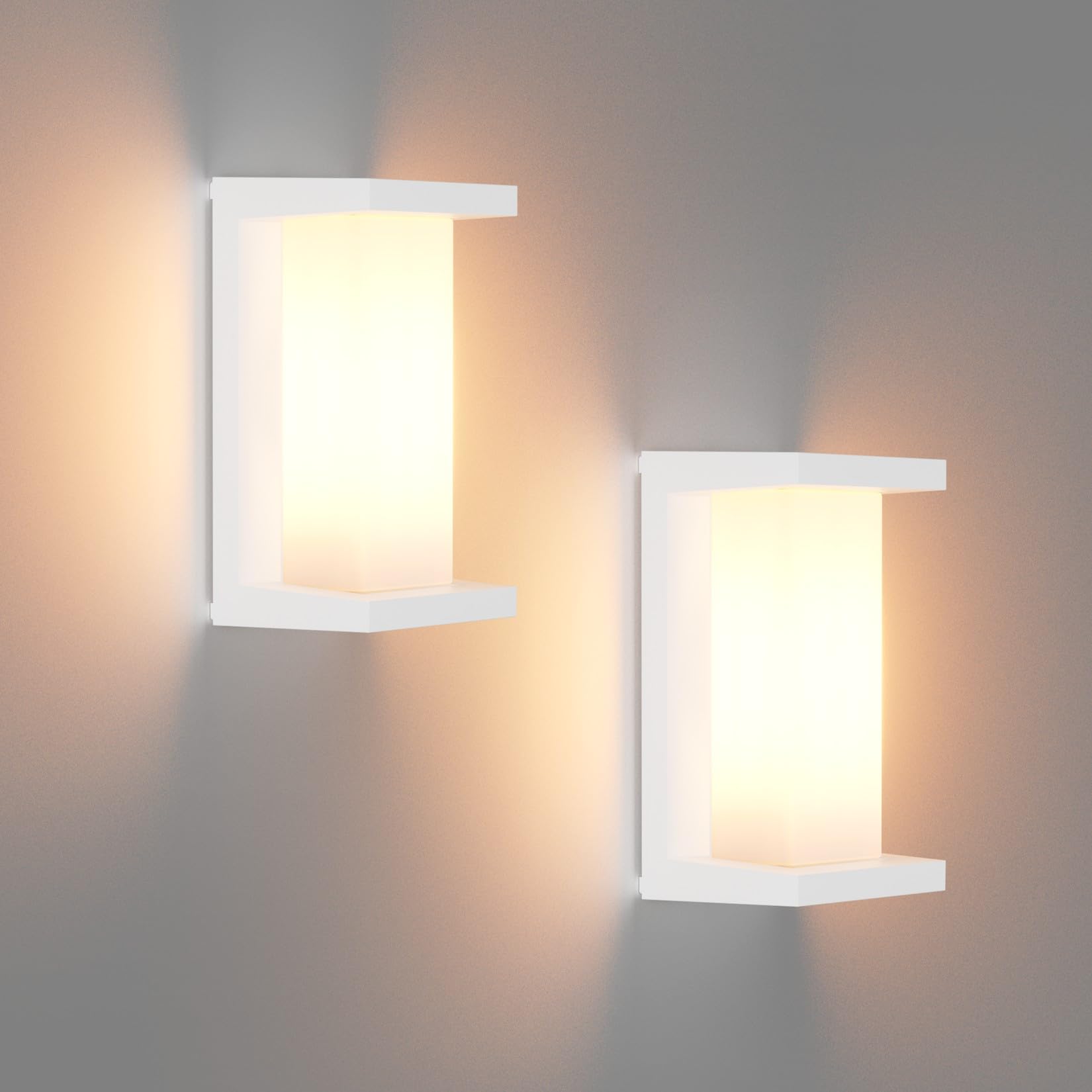 Klighten 2 Lampade da Parete per Esterni E27, Bianco