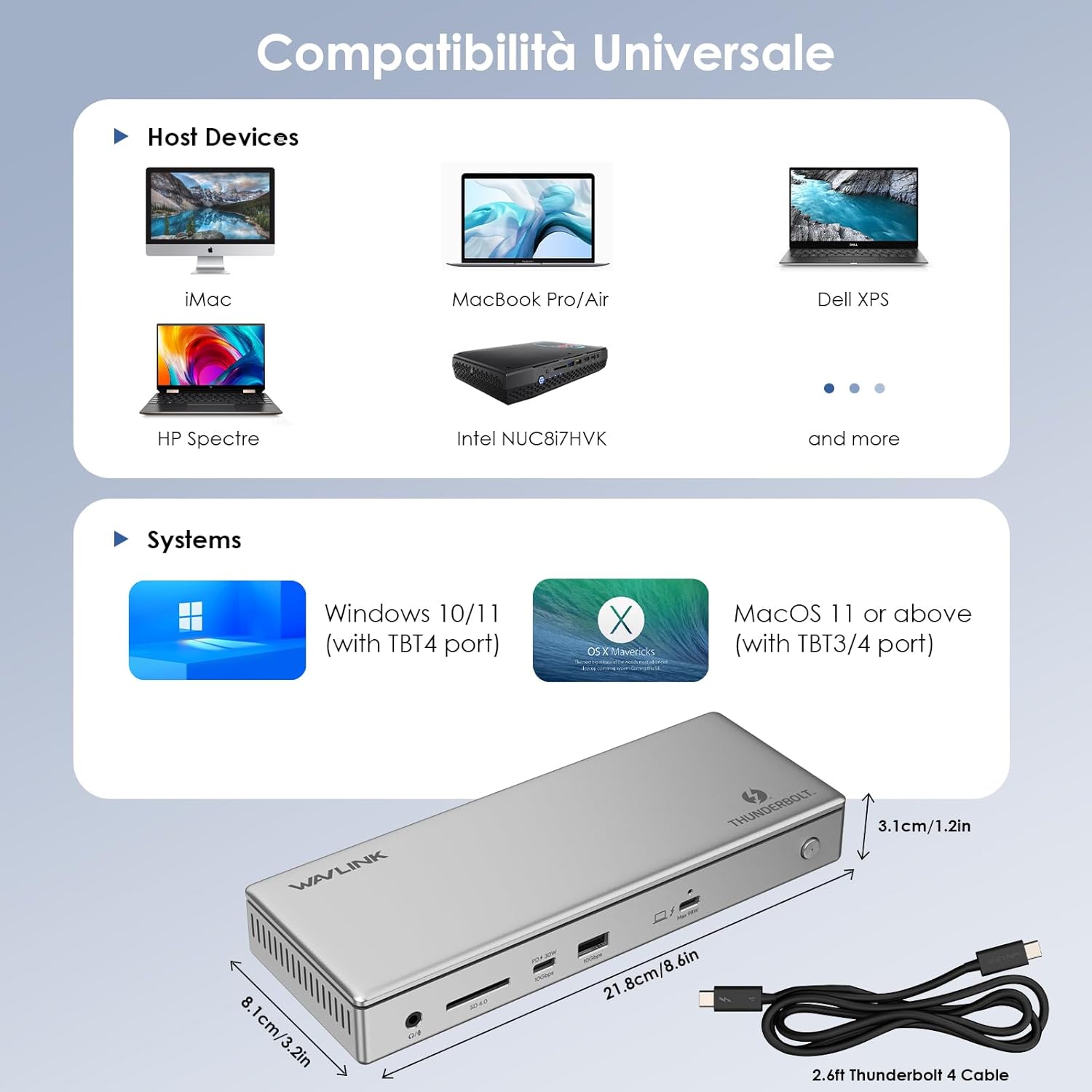 Wavlink Thunderbolt 4 Docking Station 12-in-1 98W PD - immagine 8