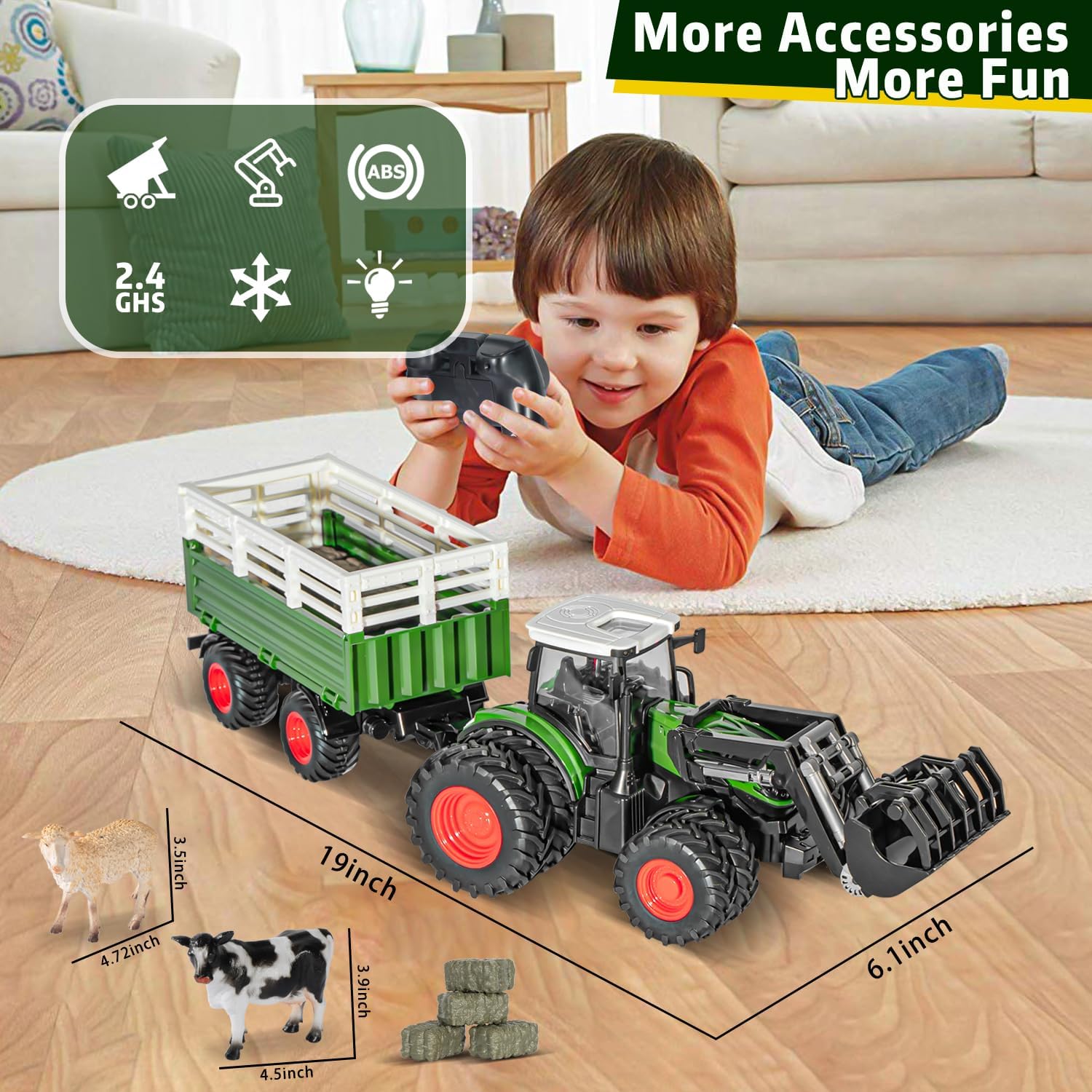 PENGBU RC Trattore Telecomandato 2.4 GHz con Rimorchio - immagine 6