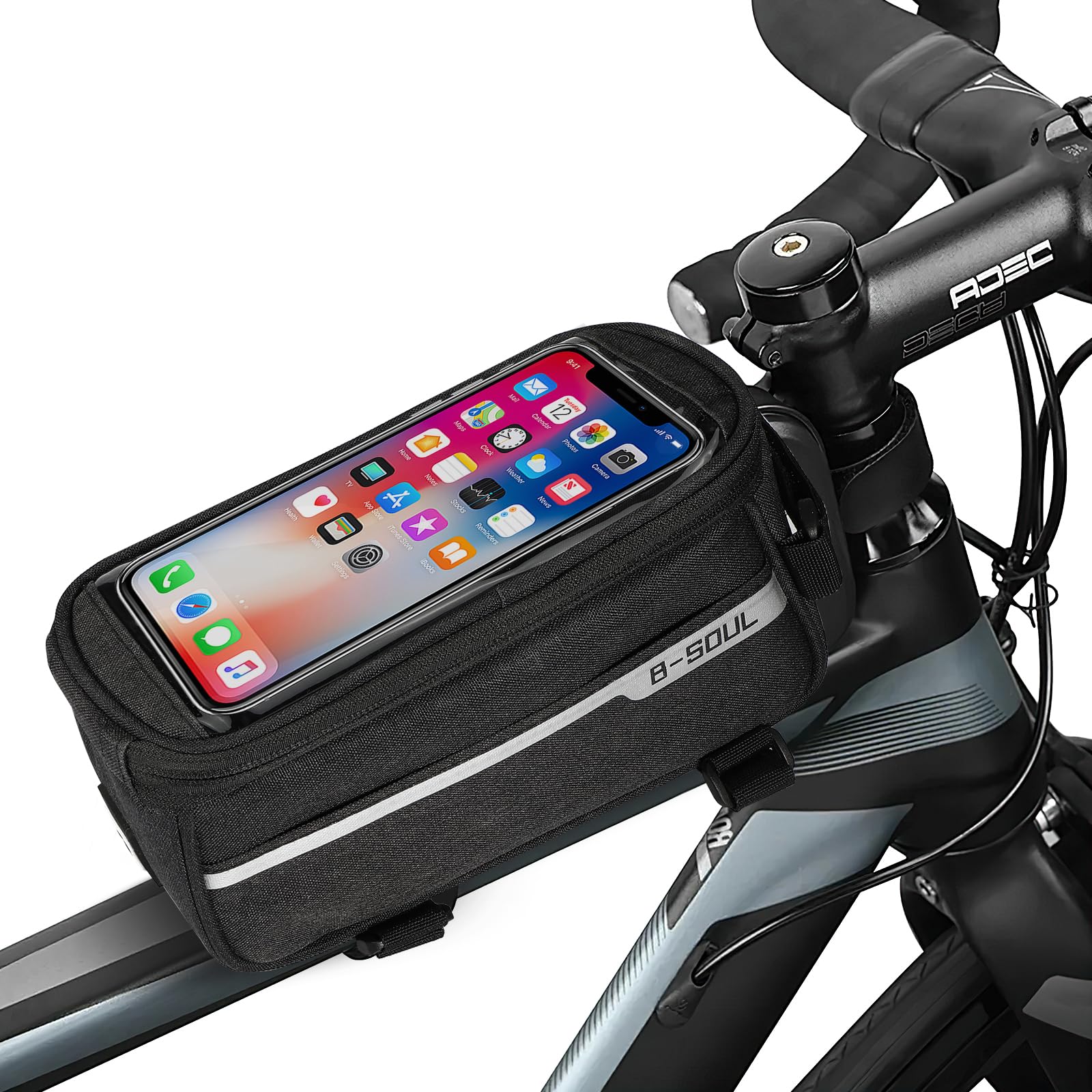 Borsa Bici Telaio Impermeabile, Borsa Telaio da Bicicletta, Borsa da Manubrio per Bici Impermeabile, Borsa Bici Telaio Sgancio Rapido, Touchscreen, Bici Telaio Impermeabile, per Smartphone Fino 7''
