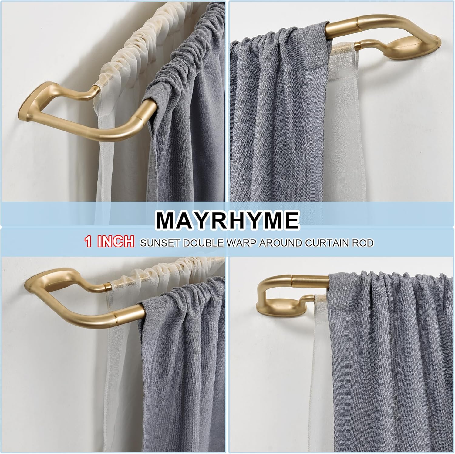 Bastone per Tende Doppio Avvolgente 71-419cm, Oro Caldo - immagine 2