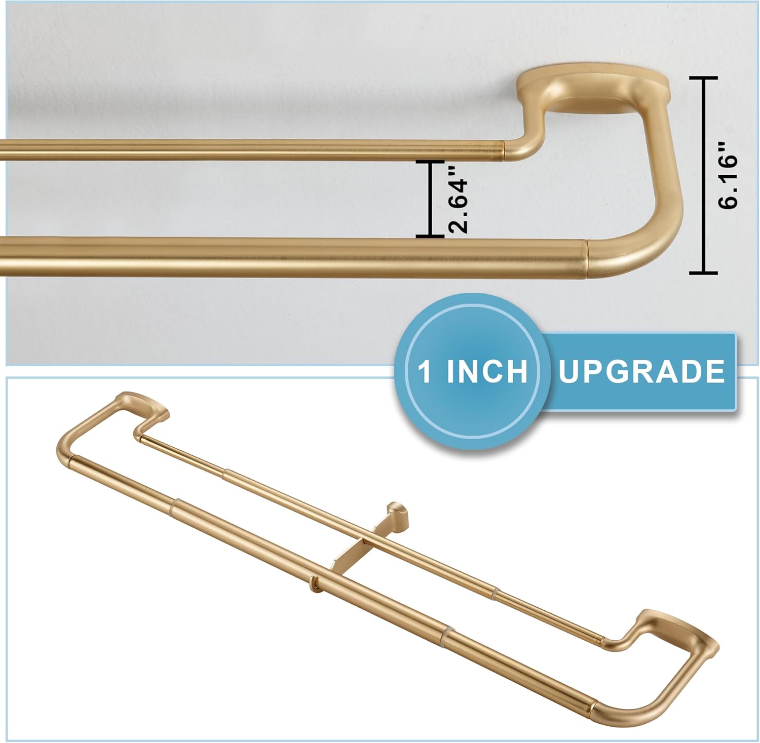 Bastone per Tende Doppio Avvolgente 71-419cm, Oro Caldo - immagine 4