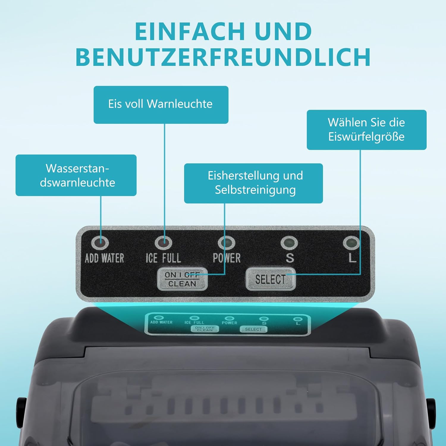 Euhomy Macchina per Cubetti di Ghiaccio 12kg/24h, Nera - immagine 4