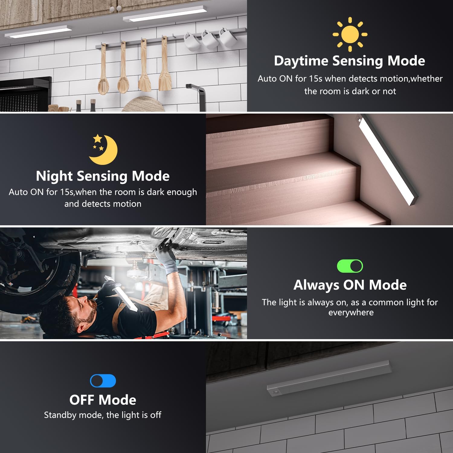 OUILA Led Armadio con Sensore di Movimento - 4 Modalità - immagine 2