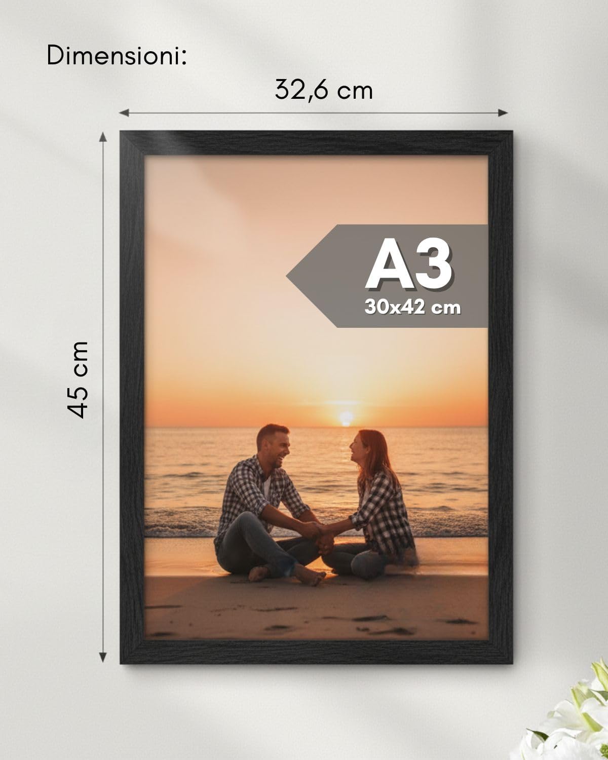 Cornice A3 in Legno Nero 30x42cm - immagine 3