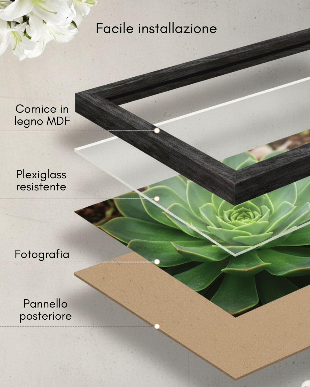 Cornice A3 in Legno Nero 30x42cm - immagine 4
