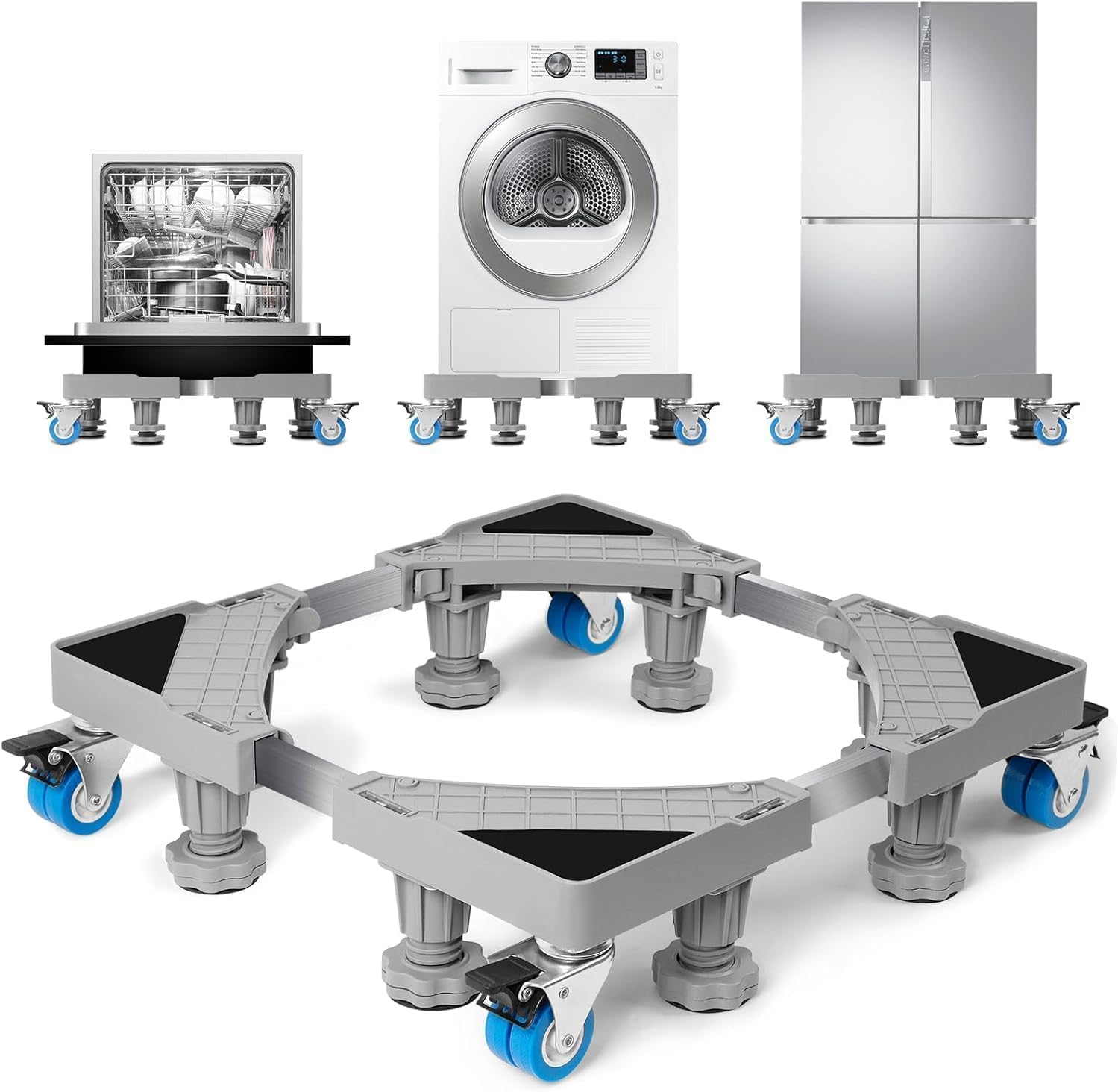 Base per Lavatrice con 8 Piedi + 4 Ruote Regolabili